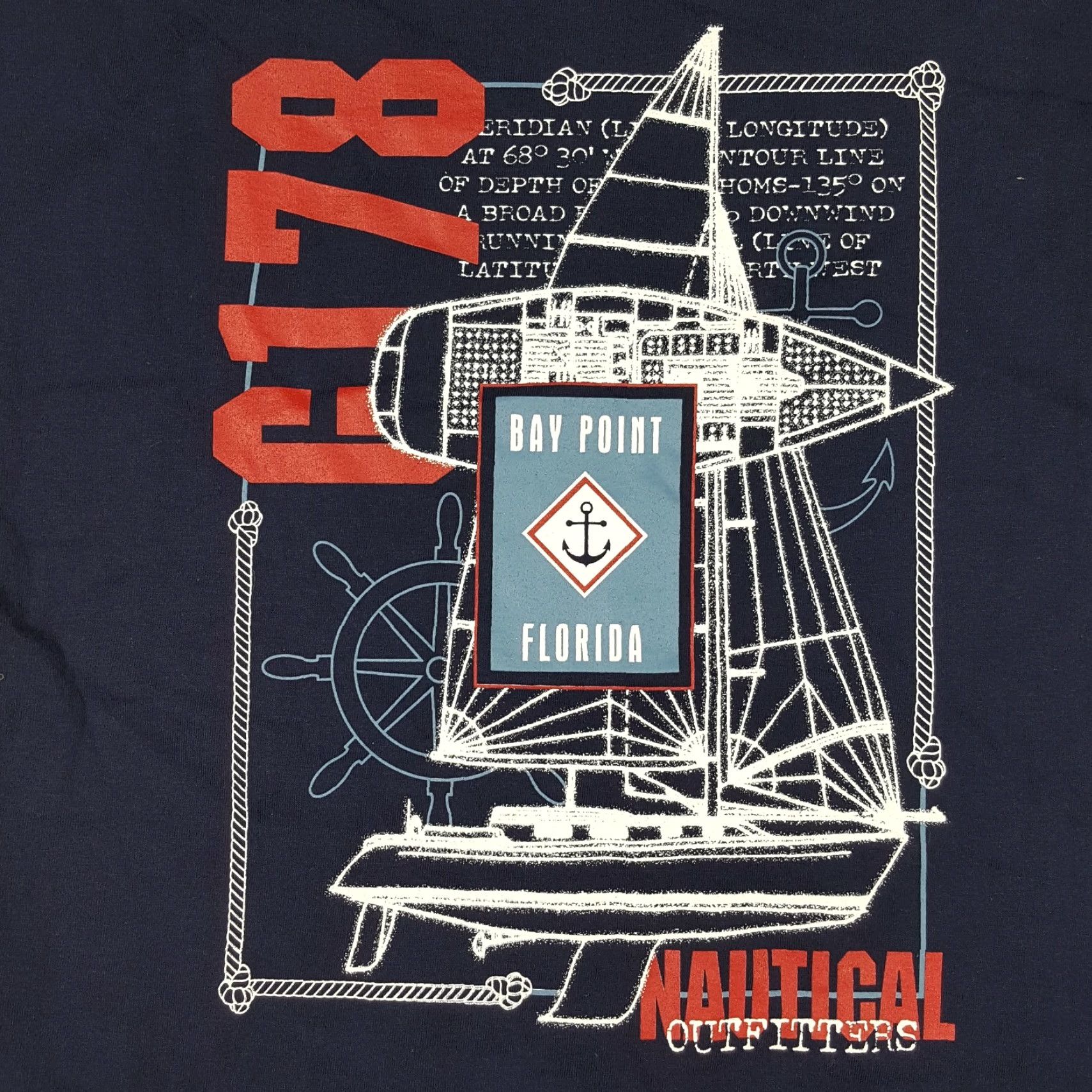 Nautica VINTAGE Bay Point Florida Nautical Outfitters Men's M Navy Boat T Shirt Preppy Size US M / EU 48-50 / 2 - 2 Thumbnail