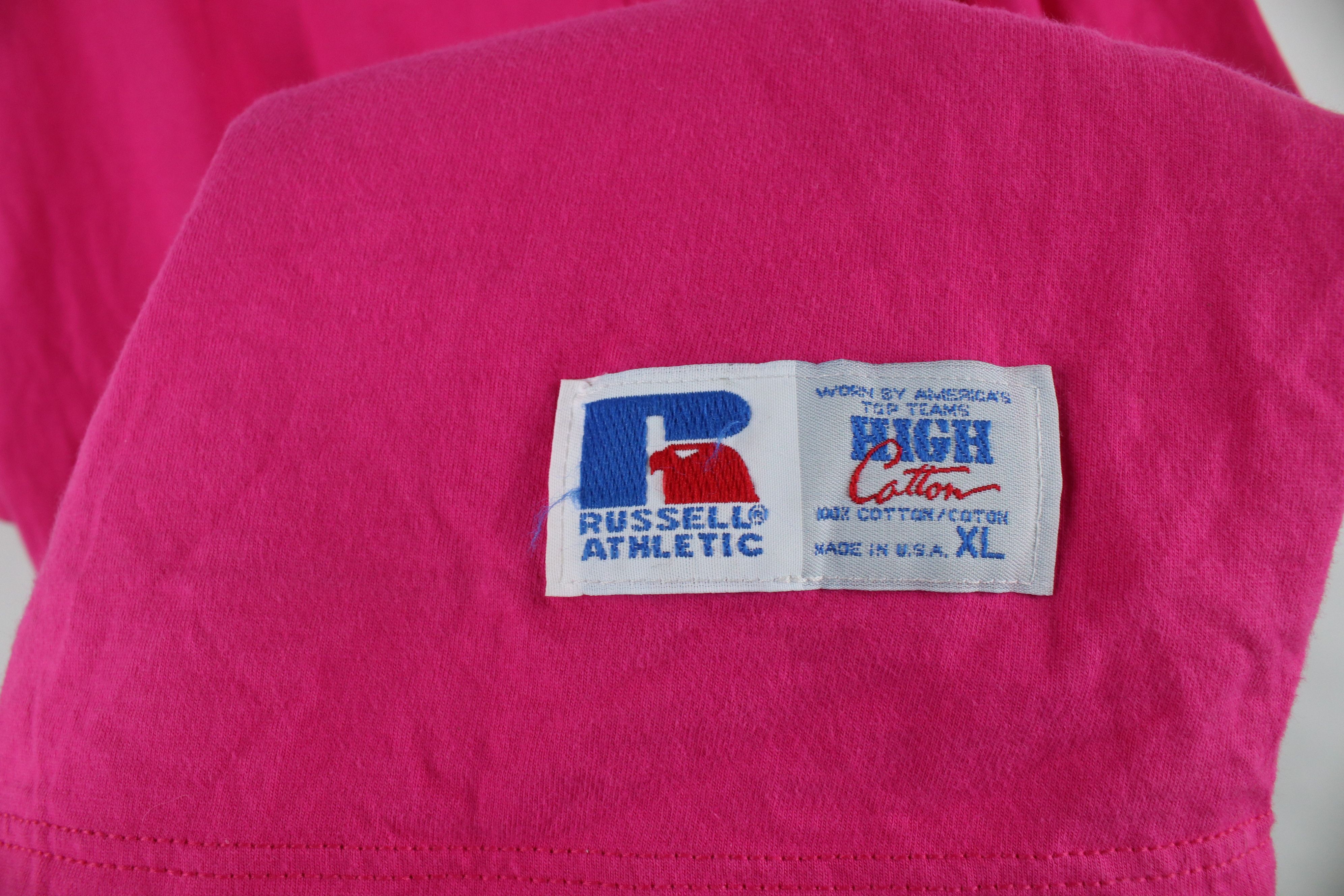 Russell Athletic × Vintage Vintage 90s Russell Athletic Blank Cotton T-Shirt Pink USA Size US L / EU 52-54 / 3 - 10 Thumbnail