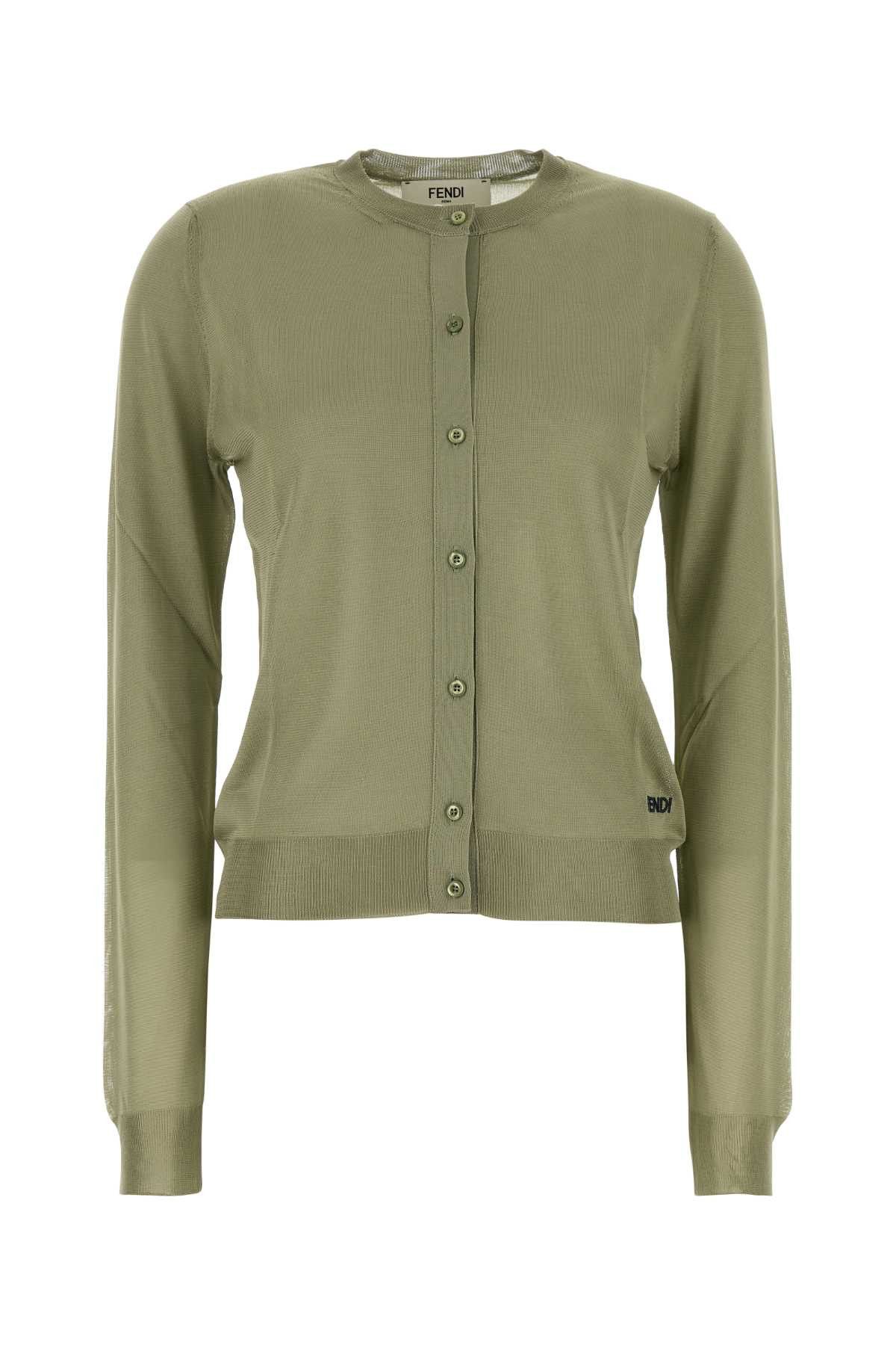 Fendi Sage Green Stretch Viscose Blend Cardigan Size M / US 6-8 / IT 42-44 - 1 Thumbnail