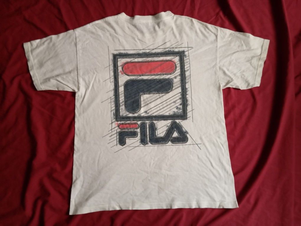 Fila VTG 90s Fila 🎾 Tshirt Spellout Big Logo 🔥 Size US L / EU 52-54 / 3 - 3 Thumbnail