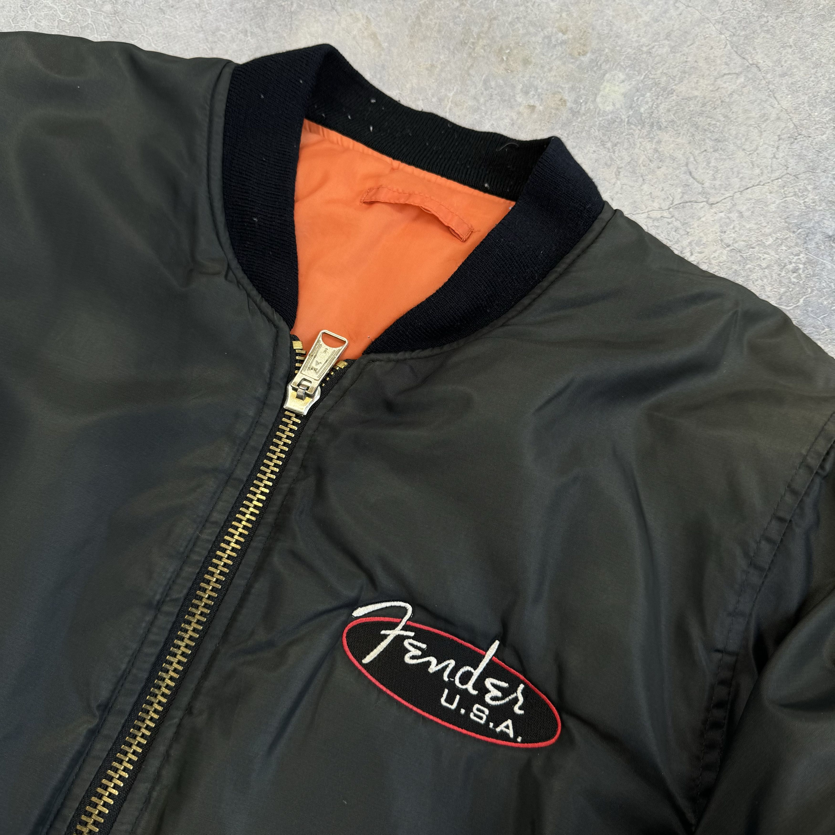 Vintage 90's FADED FENDER USA GUITAR MA-1 BOMBER FLIGTH JACKET Size US M / EU 48-50 / 2 - 3 Thumbnail