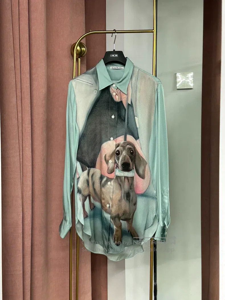 Acne Studios Acne Studios Blue Dog Printed Shirt Size 4XL / US 24-26 - 1 Thumbnail