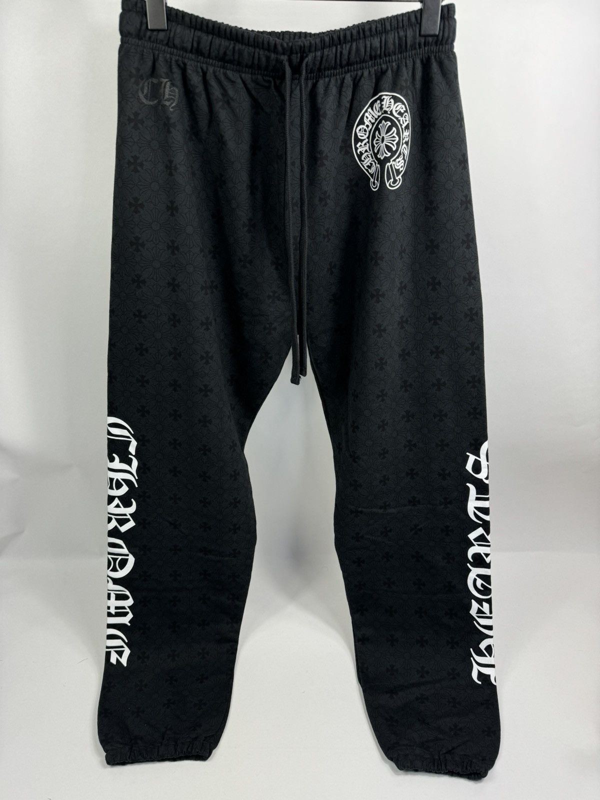image of Chrome Hearts Logo Tracksuit Bottoms in Black, Men's (Size 36)