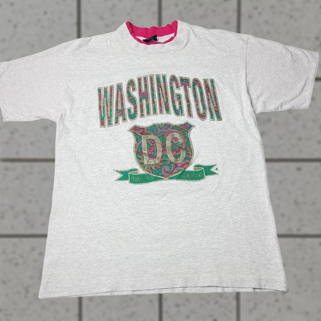 Vintage VINTAGE Signal Sports Washington DC Capitol USA 90's Graphic Shirt Men's Large Gray Size US L / EU 52-54 / 3 - 1 Thumbnail