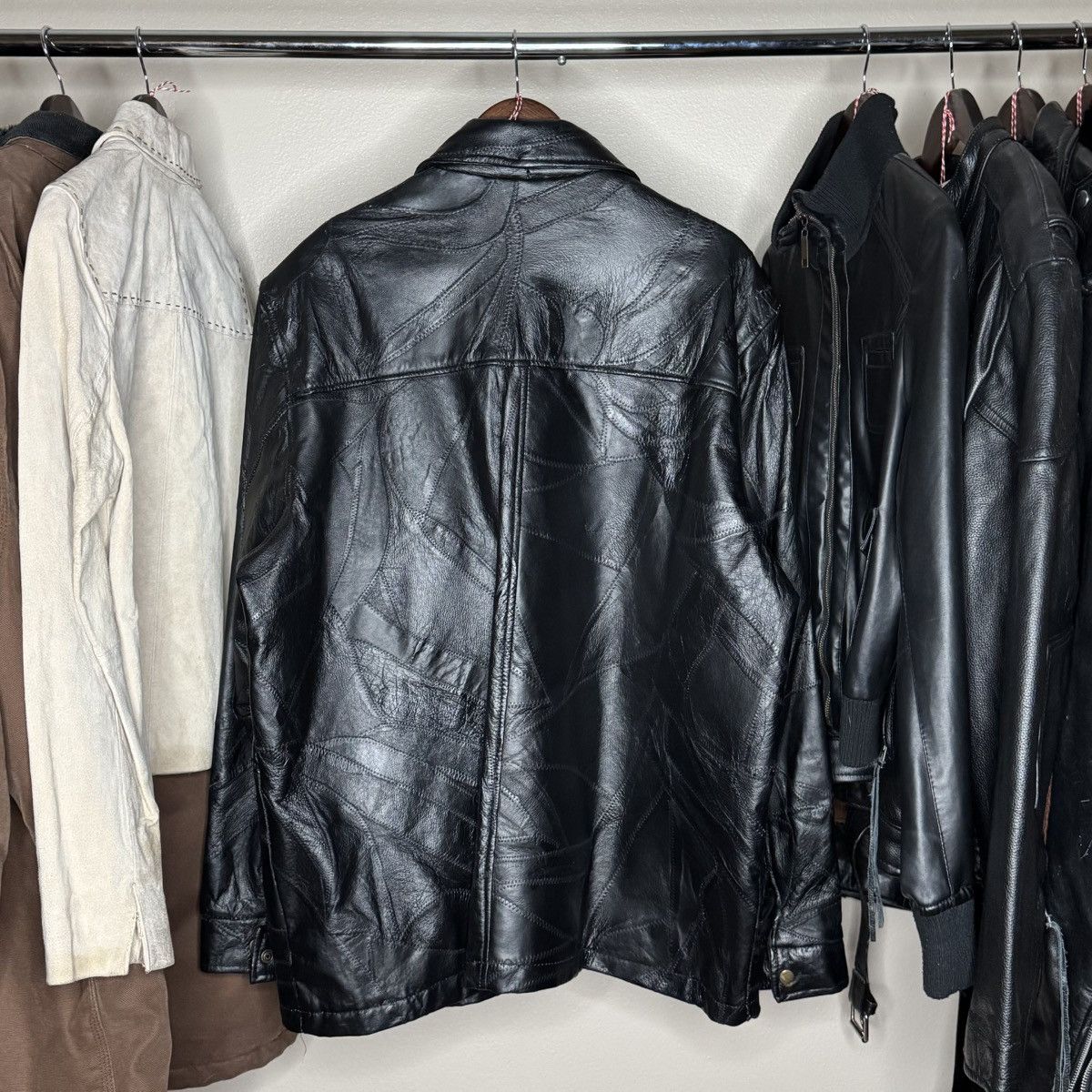 Vintage distressed faded thrashed 90s patchwork scab leather jacket Size US XL / EU 56 / 4 - 4 Thumbnail
