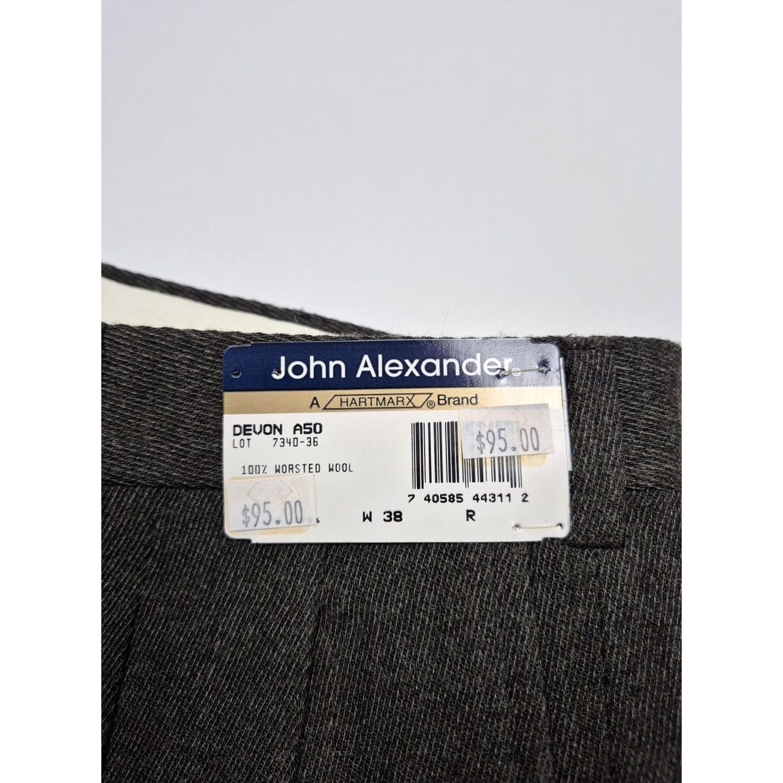 Vintage VTG John Alexander Dress Pants Men's 38x36 Gray Wool Pleated Straight Unhemmed Size US 38 / EU 54 - 3 Thumbnail