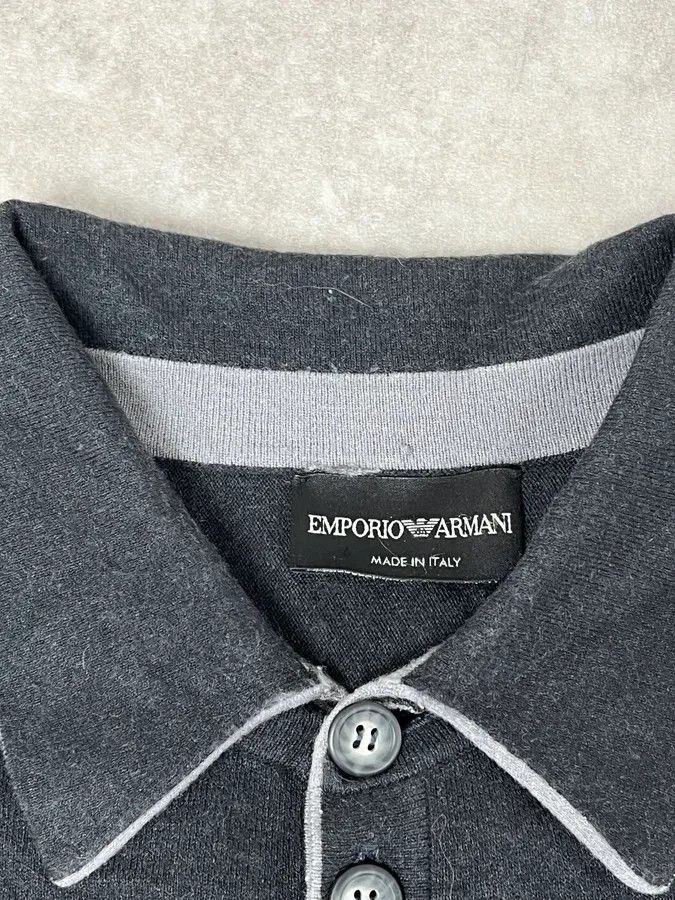 Emporio Armani 2010s Emporio Armani Grey Wool Polo Longsleeve Size US S / EU 44-46 / 1 - 8 Thumbnail
