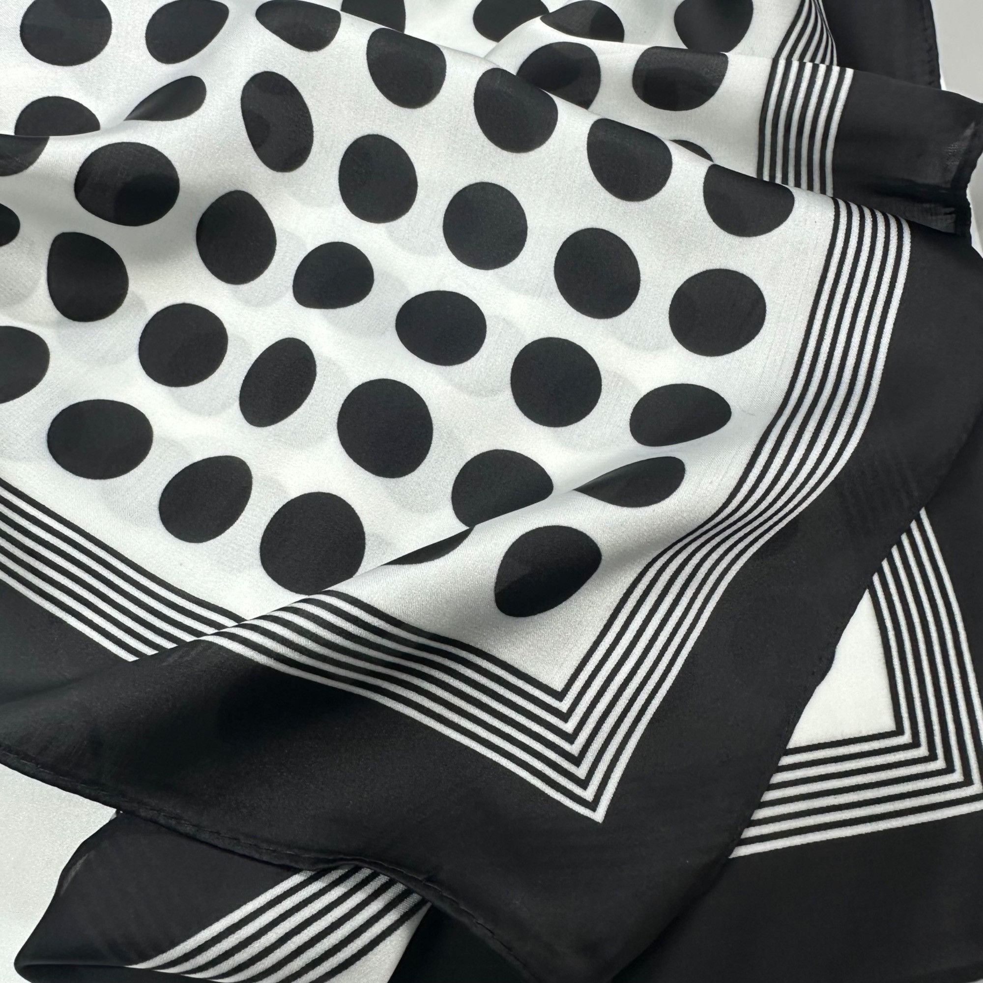 Other ⭐Polka Dot Silky Scarf Classic Chic Black White Timeless St Size ONE SIZE - 5 Thumbnail