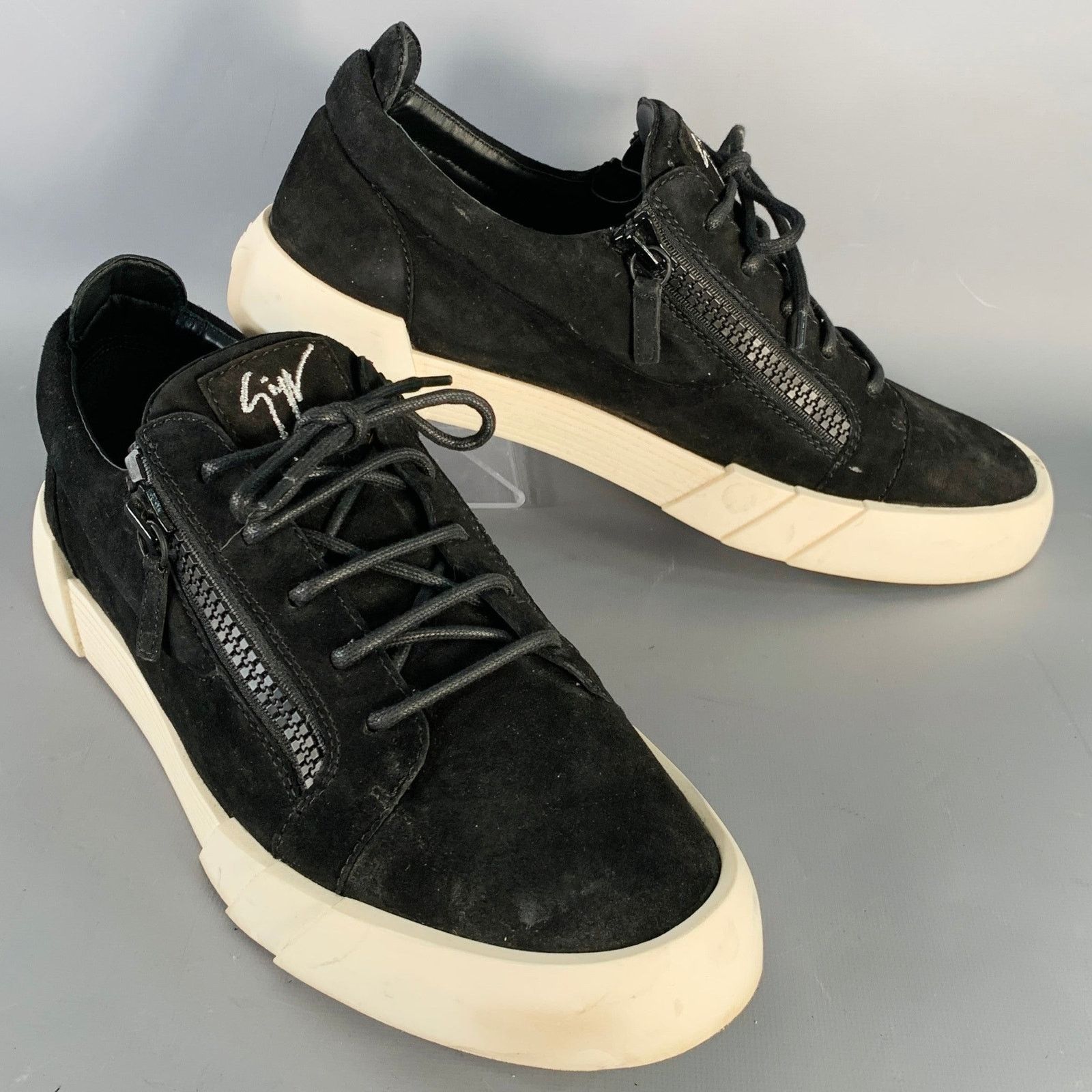 Giuseppe Zanotti GIUSEPPE ZANOTTI Size 12 Black Suede Double Zipper Sneakers Size US 12 / EU 45 - 1 Thumbnail