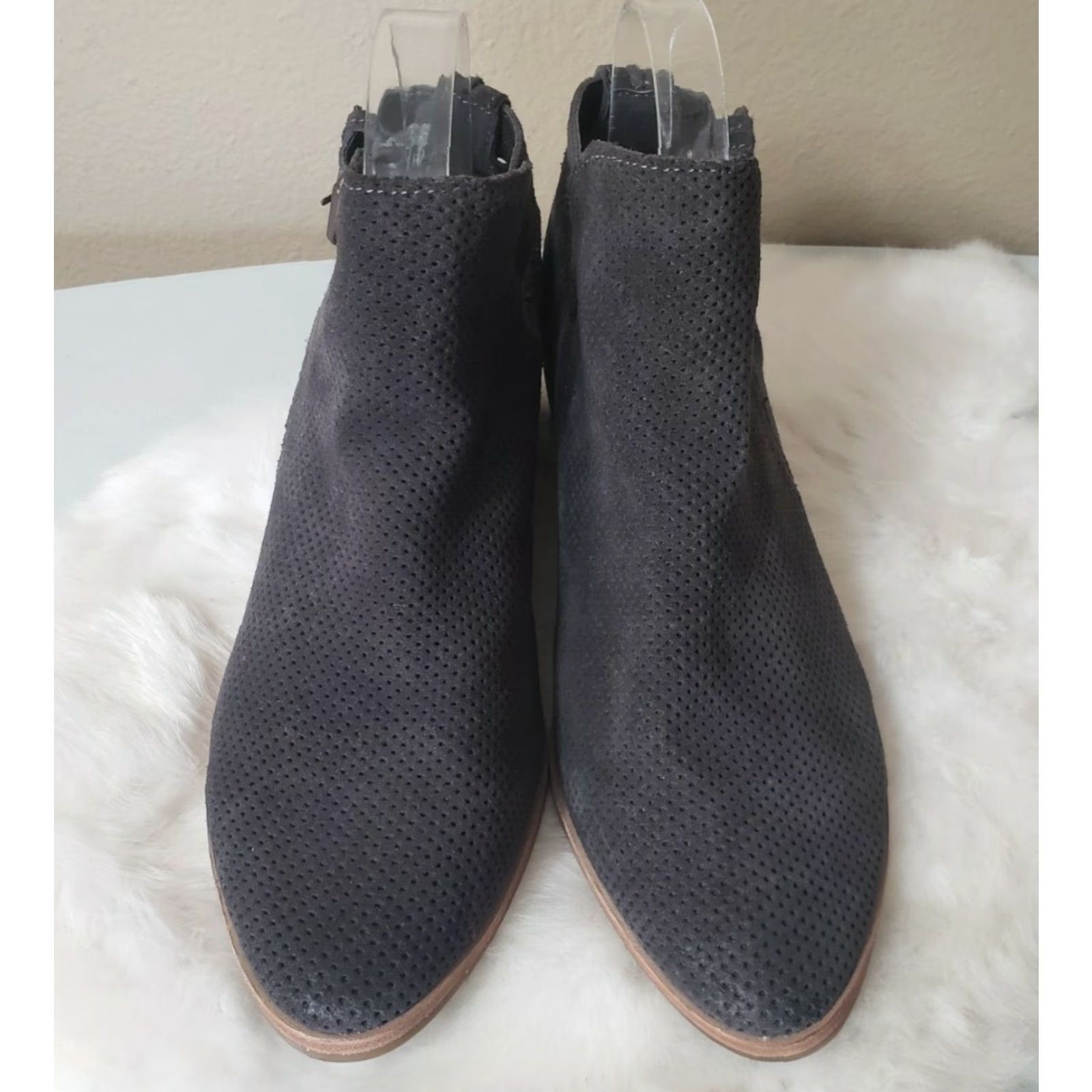 Dolce Vita Dolce Vita Kara Perforated Suede Ankle Booties-Size 9 Women's Bootie Gray Pointed Toe Casual 2" Heel Size US 9 / IT 39 - 2 Thumbnail