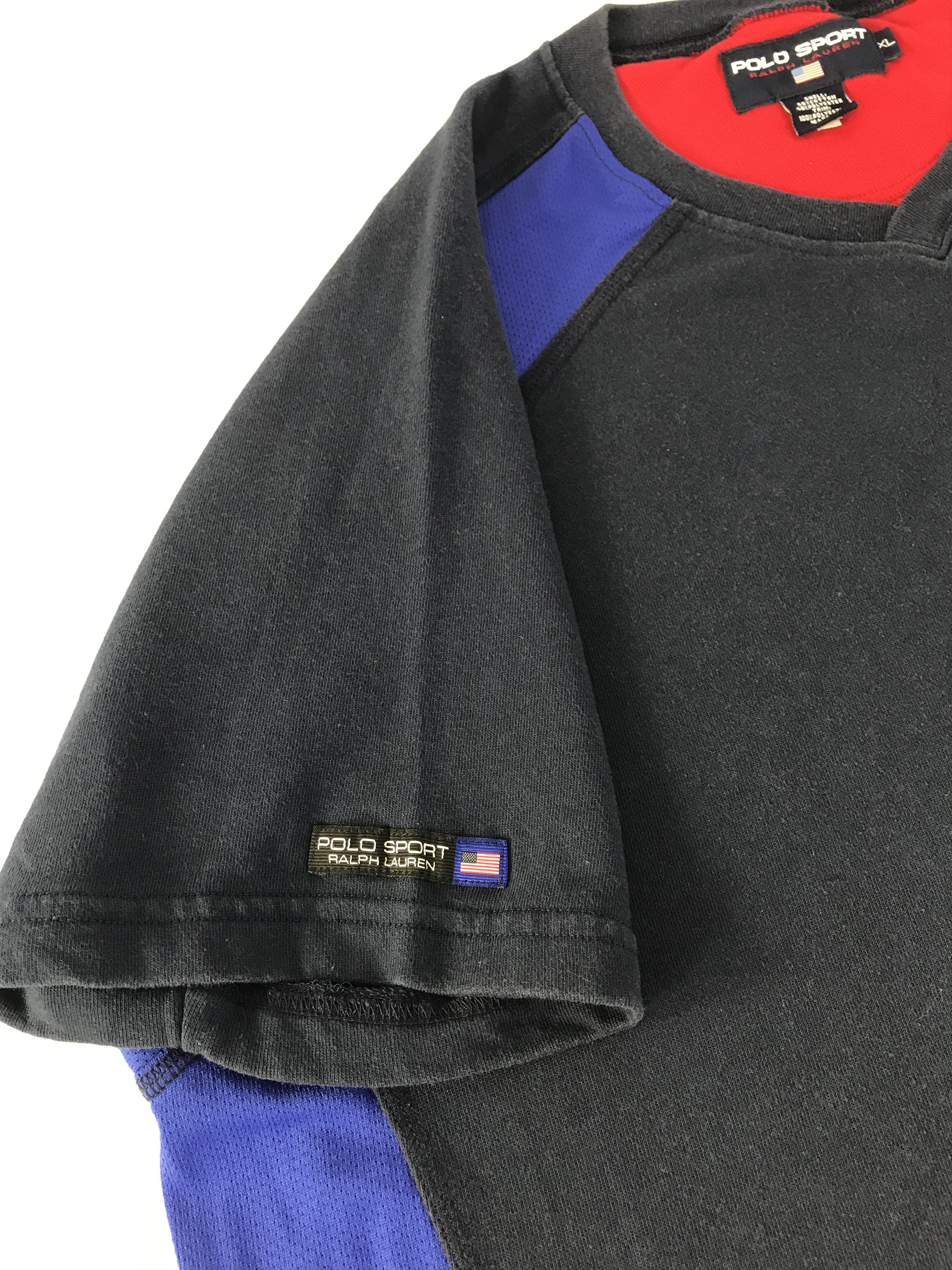 Polo Ralph Lauren 90s Polo Sport Ralph Lauren V Neck Printed Tee Size US XL / EU 56 / 4 - 10 Thumbnail