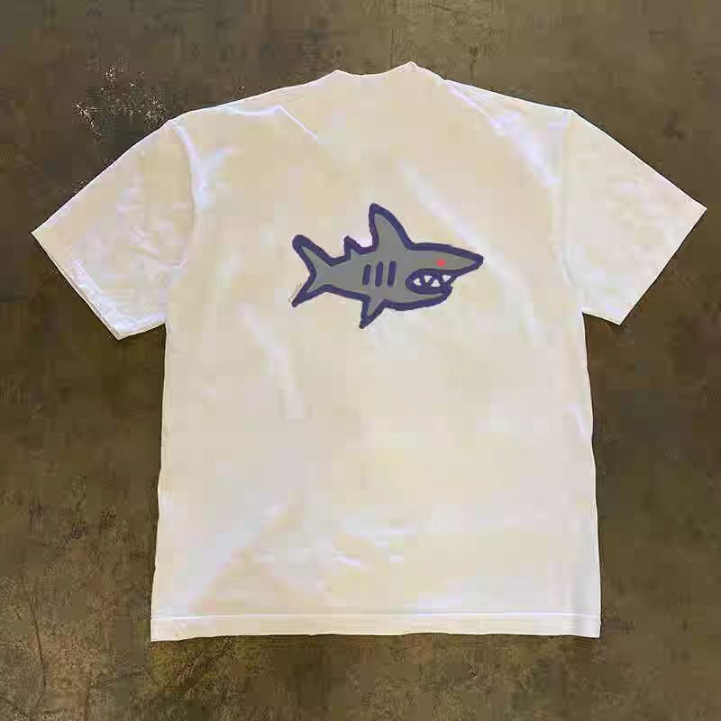 Vintage White casual retro shark print t-shirt Size US M / EU 48-50 / 2 - 1 Thumbnail