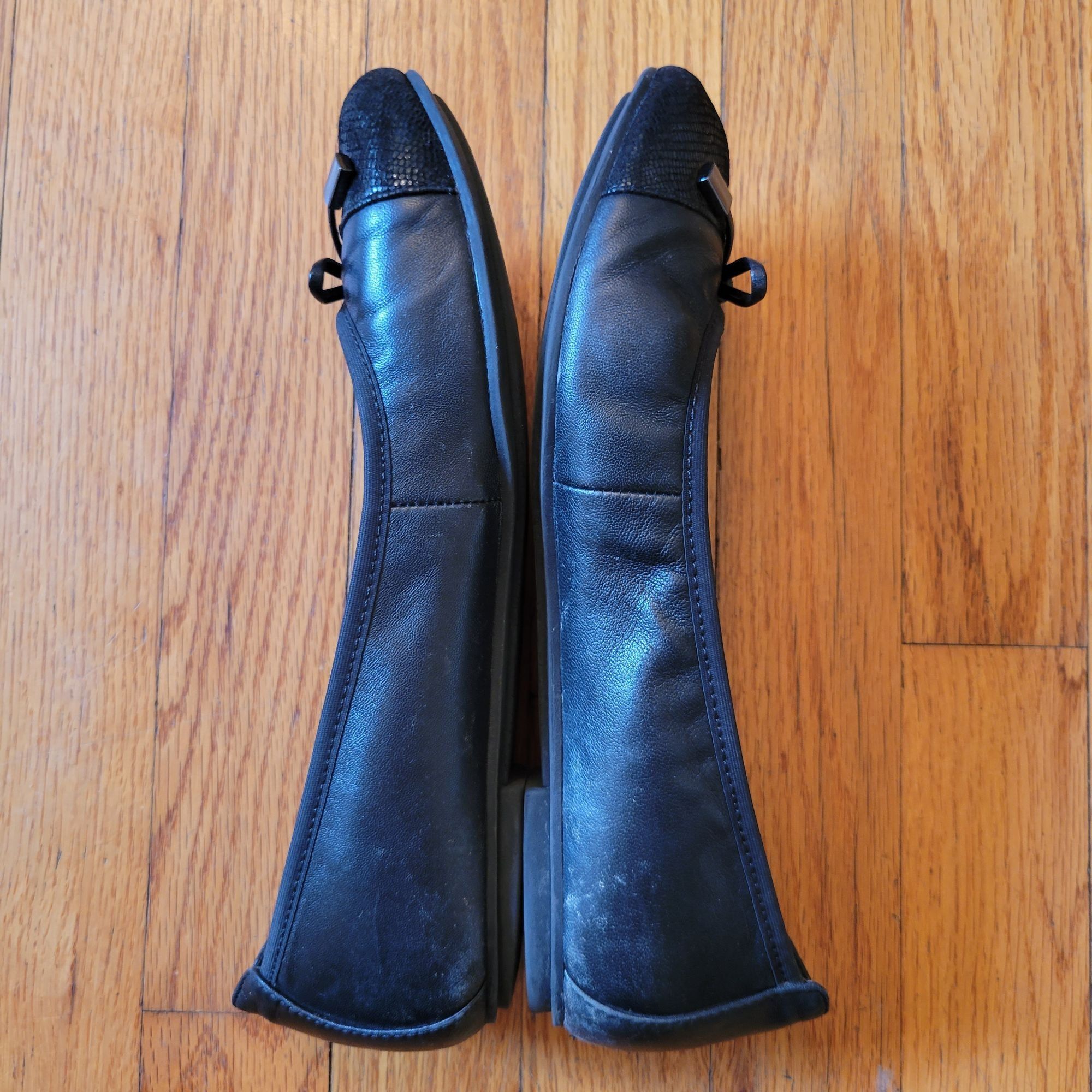 Vionic Vionic MINNA Black Leather Ballet Flats 8M Bow Comfort Size US 8 / IT 38 - 9 Thumbnail