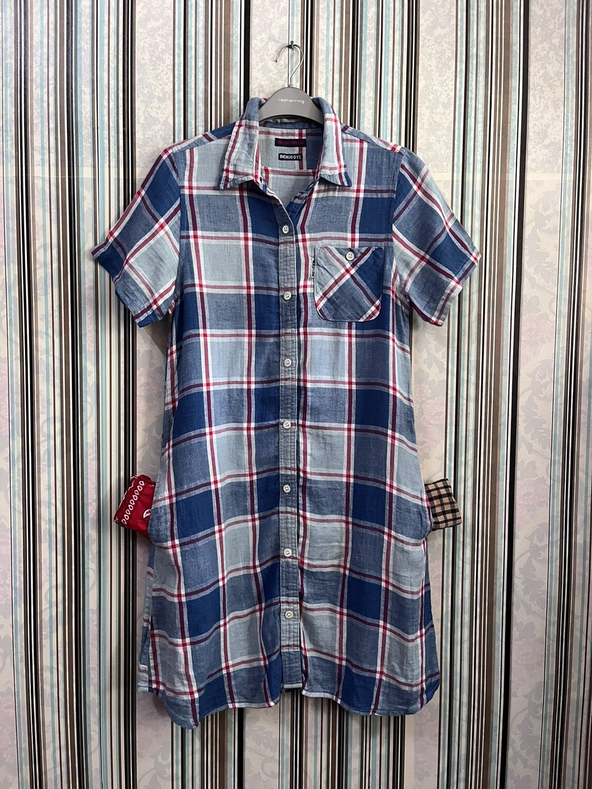 Blue Blue Japan 1990s Sashiko plaid button up #F3 Size S / US 4 / IT 40 - 1 Thumbnail