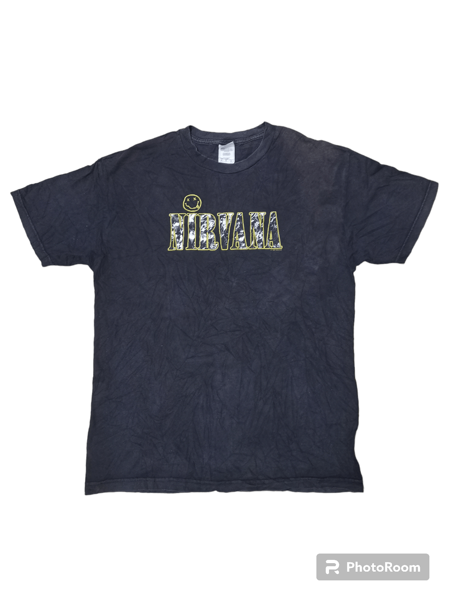 Band Tees × Nirvana × Vintage 🔥Vtg 1997 Nirvana Spell Out Smile Tee Size US L / EU 52-54 / 3 - 1 Thumbnail