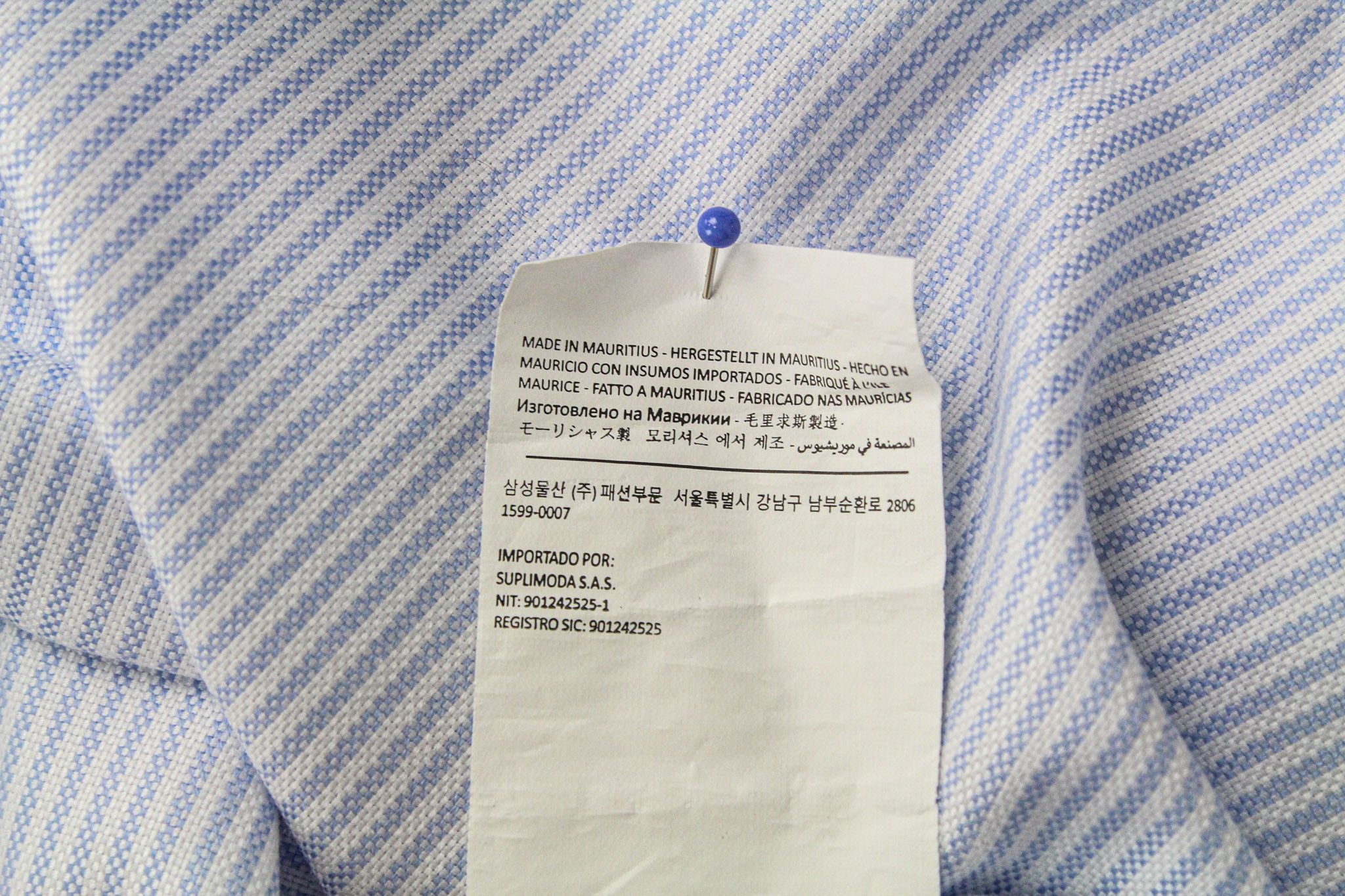 Suitsupply 40L/15 3/4L Extra Slim Blue Cotton Striped 72278 Size 40L - 7 Thumbnail