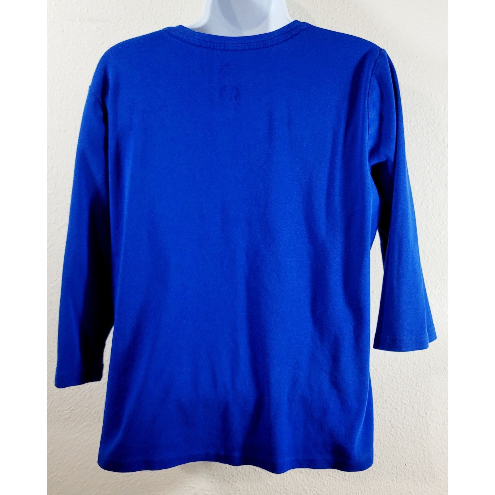 Other St John's Bay Blue V Neck 3/4 Sleeves Top Large Lightweight Size L / US 10 / IT 46 - 3 Thumbnail
