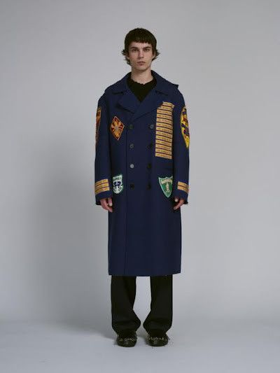 o1w1db10125 Virgin Wool Blend Coat in Blue
