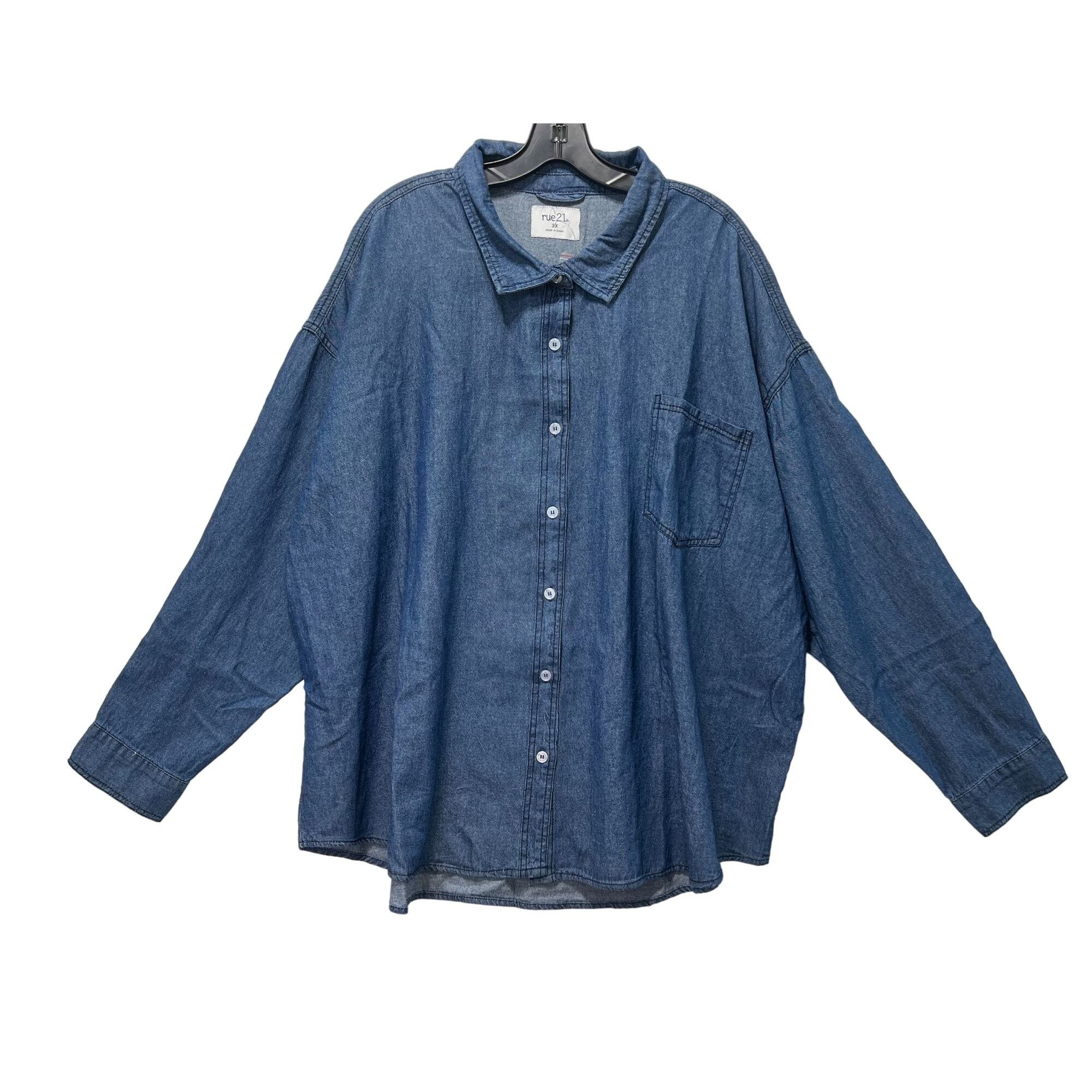 rue21 Rue 21 - Women's Chambray Long Sleeve Button Down Shirt With Size 3XL / US 20-22 - 1 Thumbnail