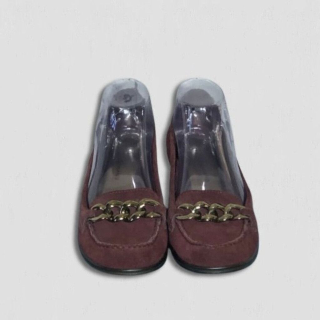 Vintage Arturo Chiang Wedge Loafers Suede Leather Burgundy sz US 8 Size US 8 / IT 38 - 1 Thumbnail