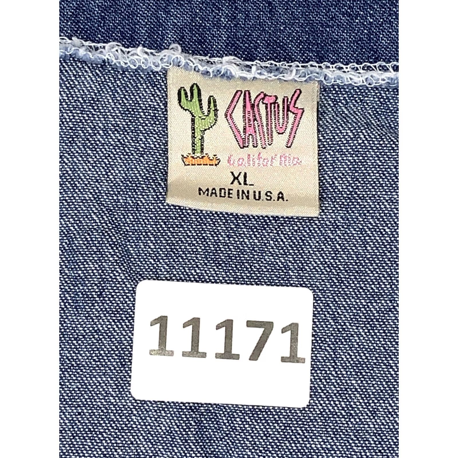 Denime VINTAGE Womens Vest Western Denim XL Blue Embroidered Rhinestone Aztec Style Cactus California Size XL / US 12-14 / IT 48-50 - 3 Thumbnail