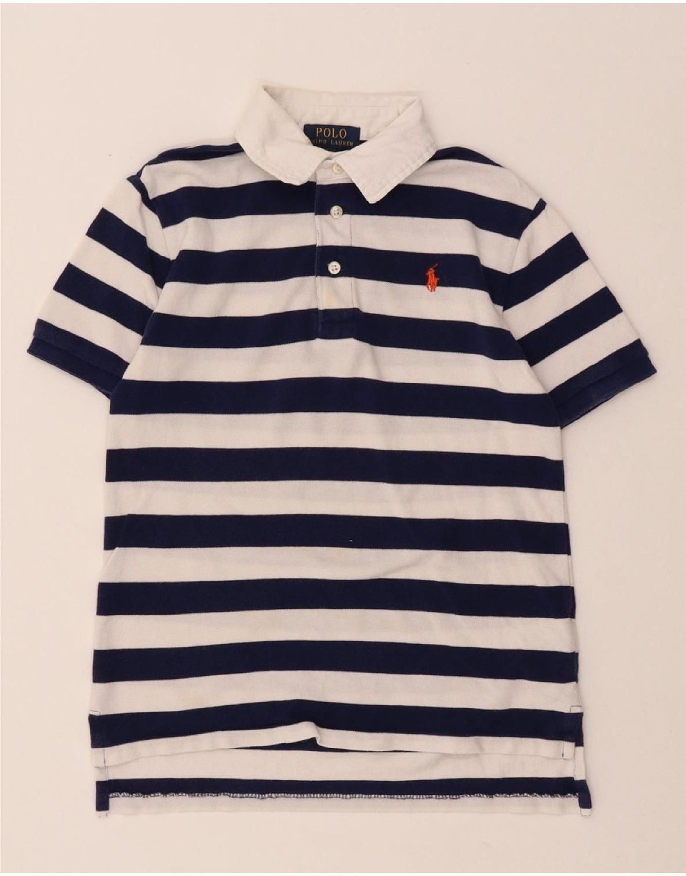 Polo Ralph Lauren Boys Polo Shirt 7-8 Years Small Navy Blue Striped Cotton Size XXS / US 00 / IT 34 - 1 Thumbnail