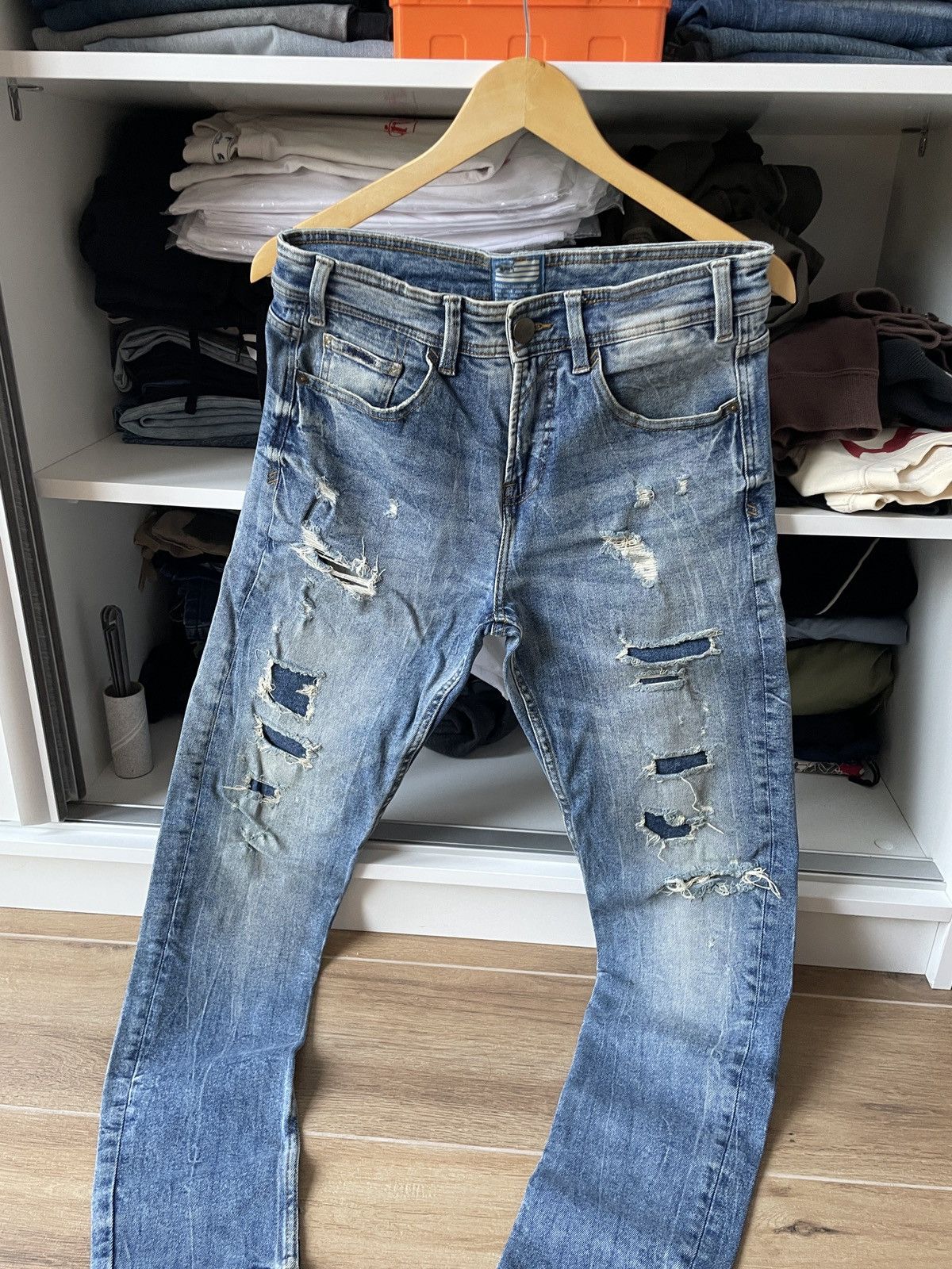 If Six Was Nine Distressed Ripped Skinny Slim Faded Washed Denim Jeans Drip Size US 30 / EU 46 - 2 Thumbnail