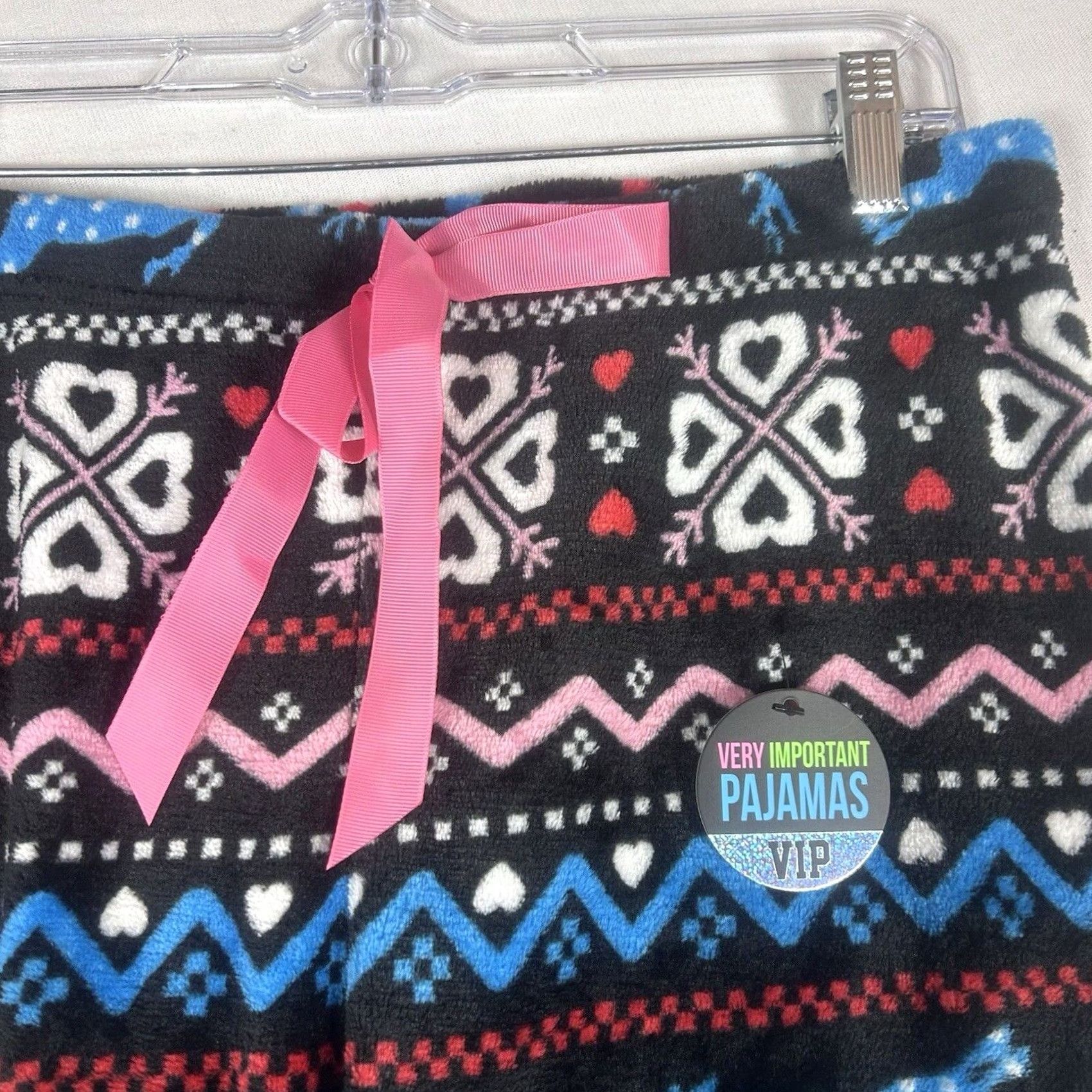 Vintage Very Important Pajamas Pajama Pants Womens Large Candy Canes & Hearts Christmas NWT Black Size 36" / US 14 / IT 50 - 2 Thumbnail