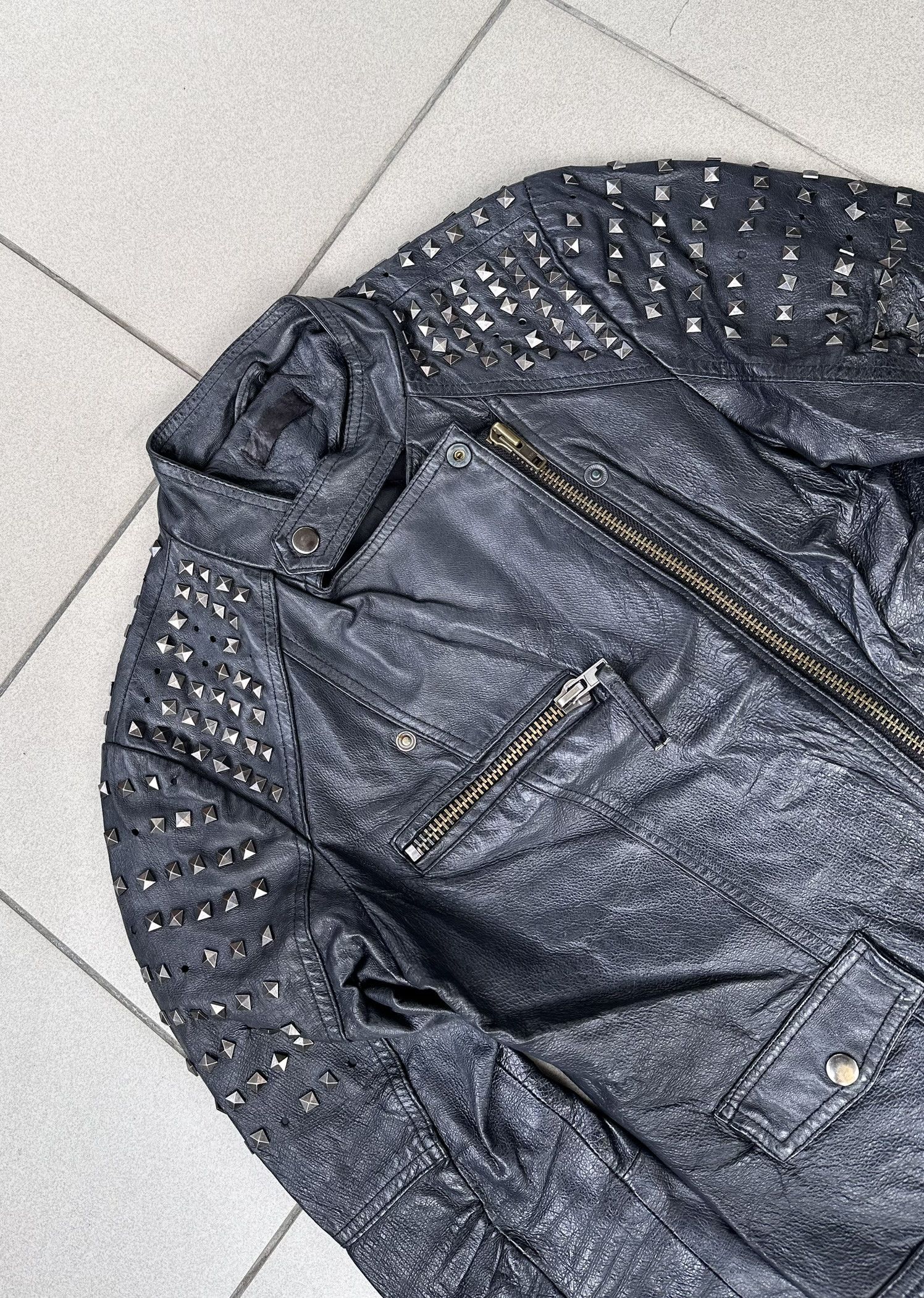 Leather × Vintage Vintage Leather biker jacket avant garde archive metal Size M / US 6-8 / IT 42-44 - 2 Thumbnail