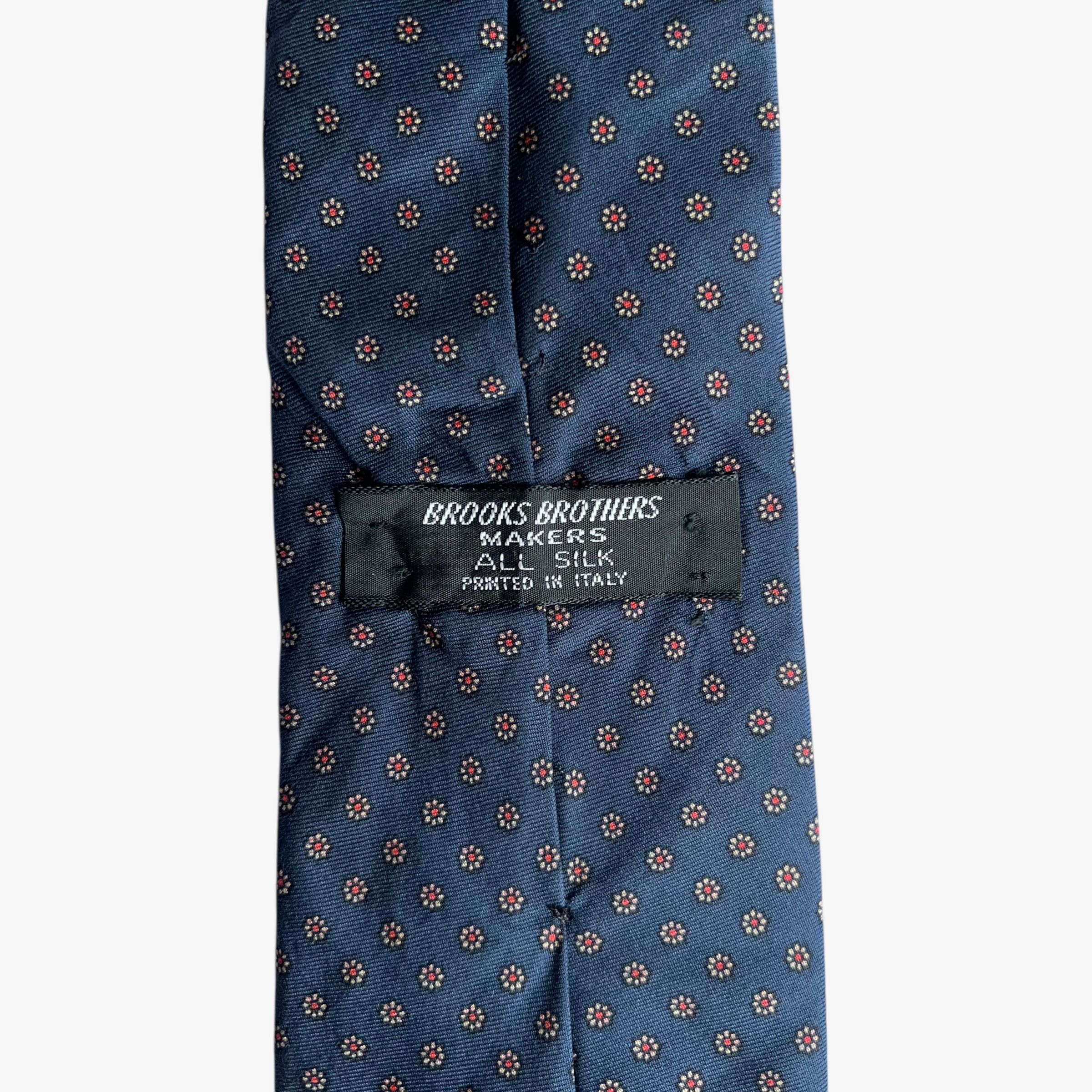 Brooks Brothers Vintage 80s Brooks Brothers Floral Print Navy Silk Tie Size ONE SIZE - 2 Thumbnail