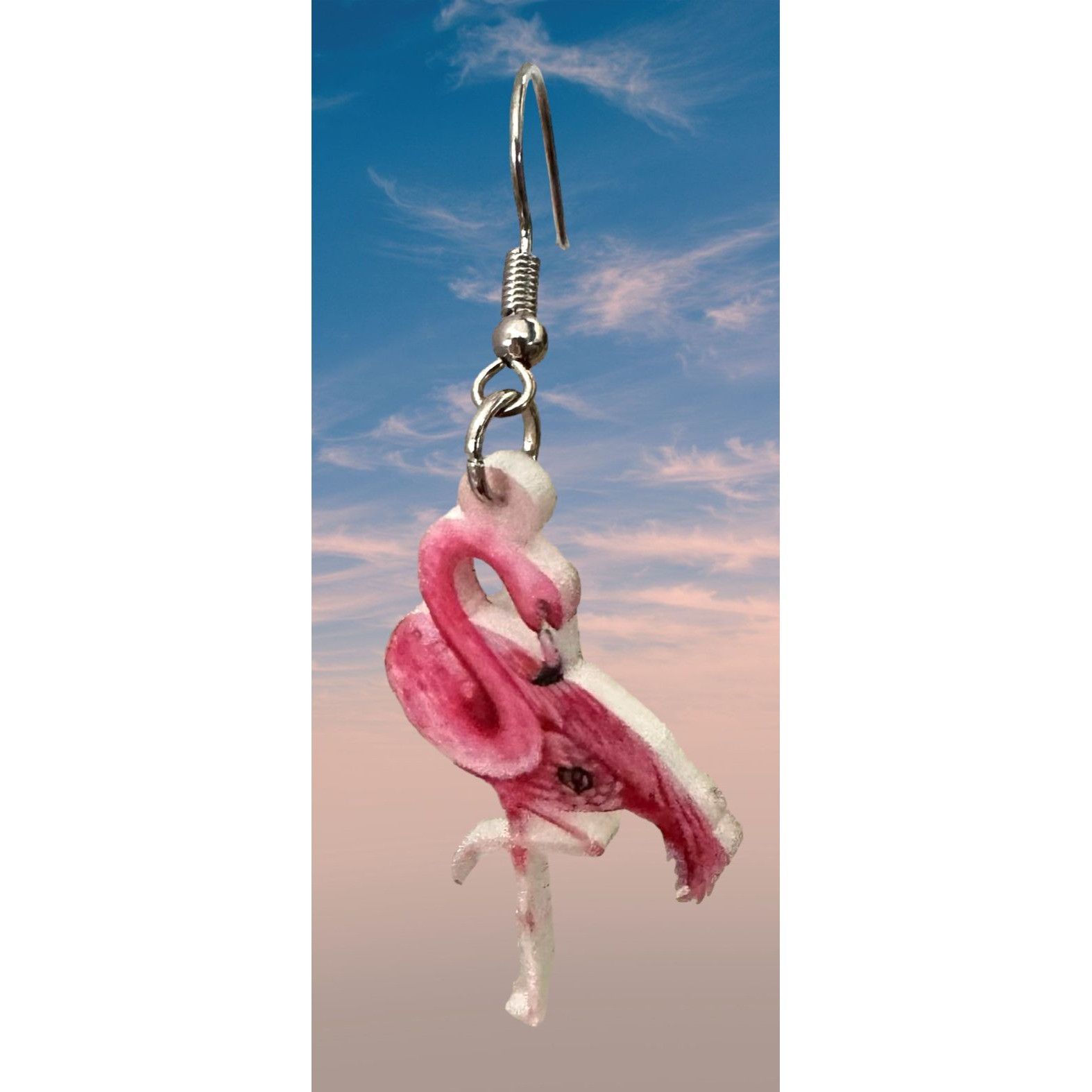 Handmade Pink Flamingo Earrings Dangle Hooks New Double Sided Las Veg Size ONE SIZE - 4 Thumbnail
