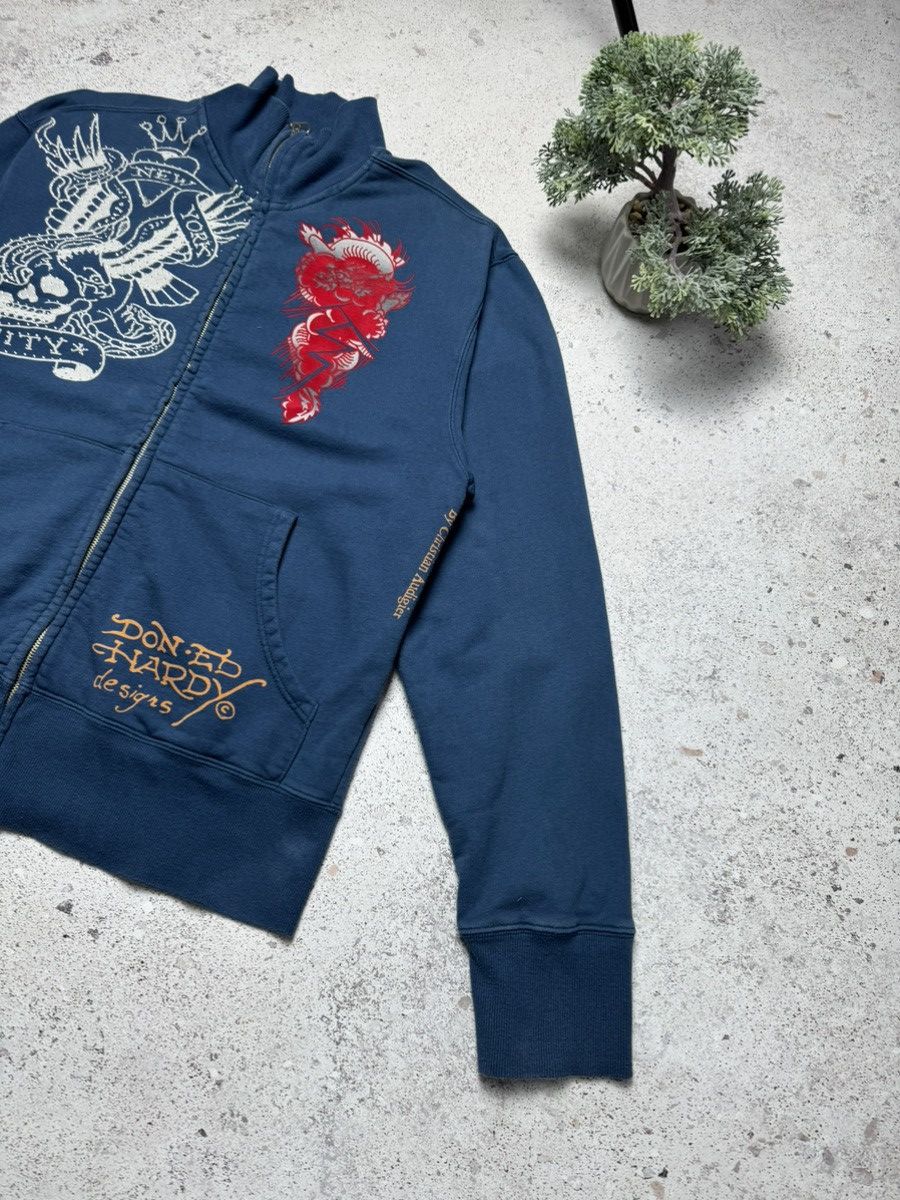 Christian Audigier × Ed Hardy × Vintage Vintage Ed Hardy Big Logo Chrome Hearts Style Zip Hoodie Size US XL / EU 56 / 4 - 4 Thumbnail