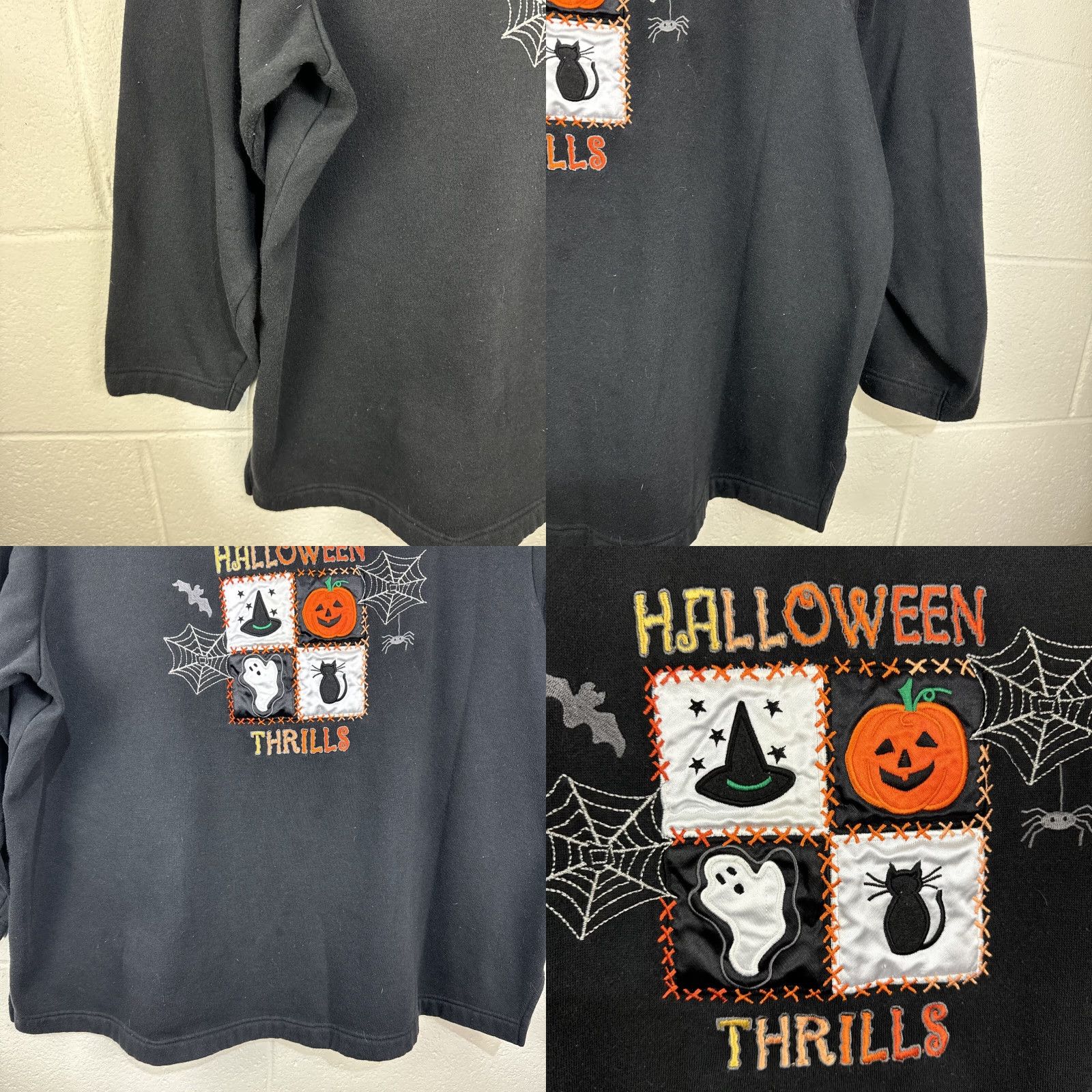 Basic Editions Vintage Basic Editions Black Embroidered Halloween Sweatshirt Size 2XL Black Size XXL / US 16-18 / IT 52-54 - 8 Thumbnail