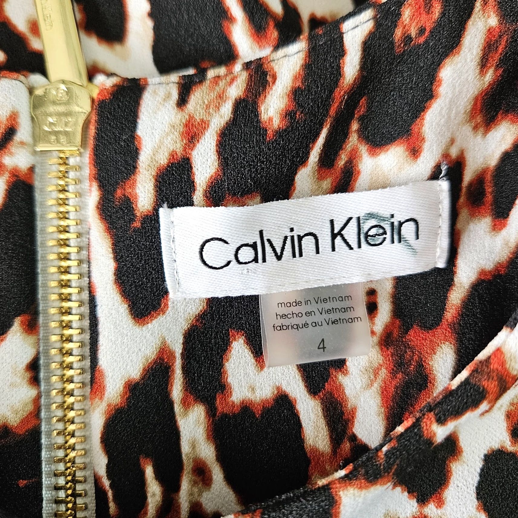 Calvin Klein Calvin Klein Womens Dress Sz 4 Black White Animal Print Sleeveless Sheath Knee Length Multicolor Size S / US 4 / IT 40 - 6 Thumbnail