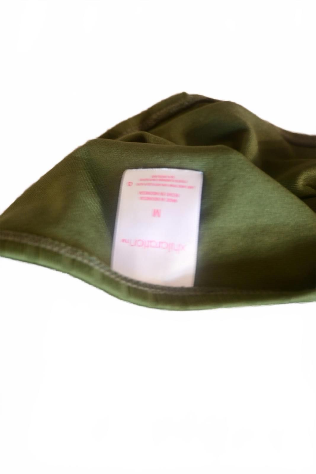 Other Olive Green Ribbed Bikini Bottoms with Buckle Detail Medium Size ONE SIZE - 5 Thumbnail