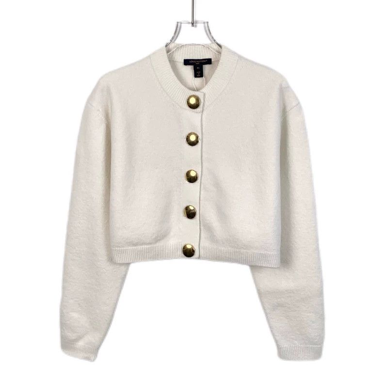 Louis Vuitton 23 white sheepwool single-breasted knit card