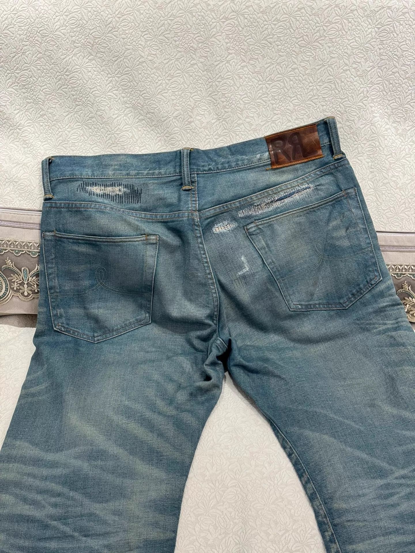 RRL Ralph Lauren DOUBLE RL Men's Blue Distressed Zipper Jeans 34x32 Size US 34 / EU 50 - 7 Thumbnail
