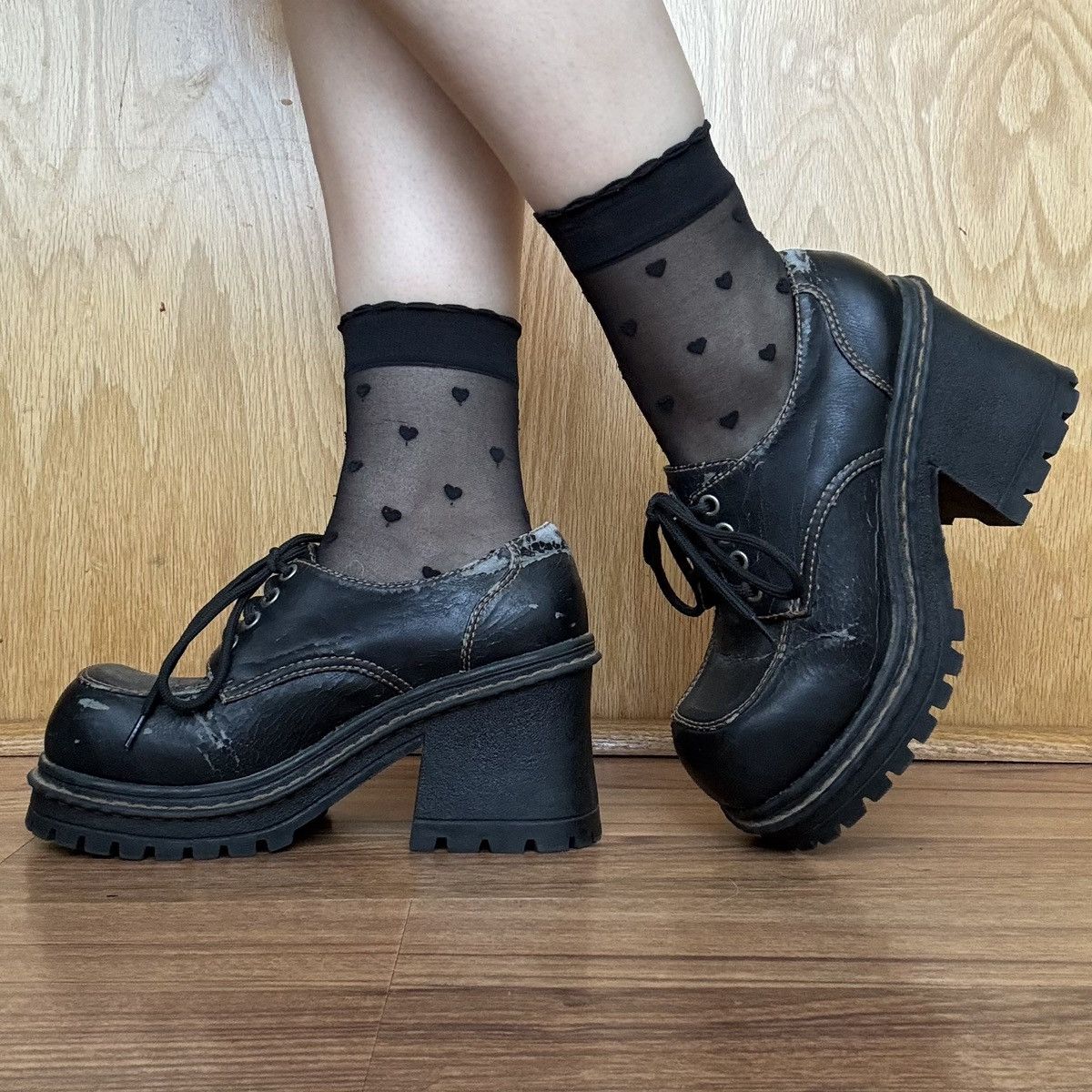 Other SODA Vintage Y2K Black Faux Leather Platform Oxford Shoes Size US 9 / IT 39 - 2 Thumbnail
