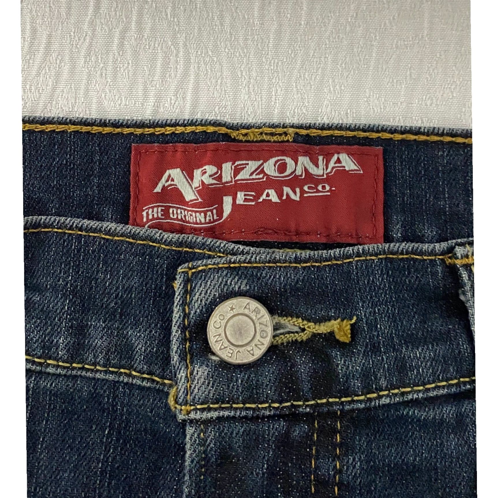 Vintage Arizona Jean Co Jeans Mens 33x29 Skinny Dark Wash Stretch Denim Cotton Blend Regular Inseam 29 Button Zip 5-Pocket Solid Blue Mexico Size US 33 - 3 Thumbnail