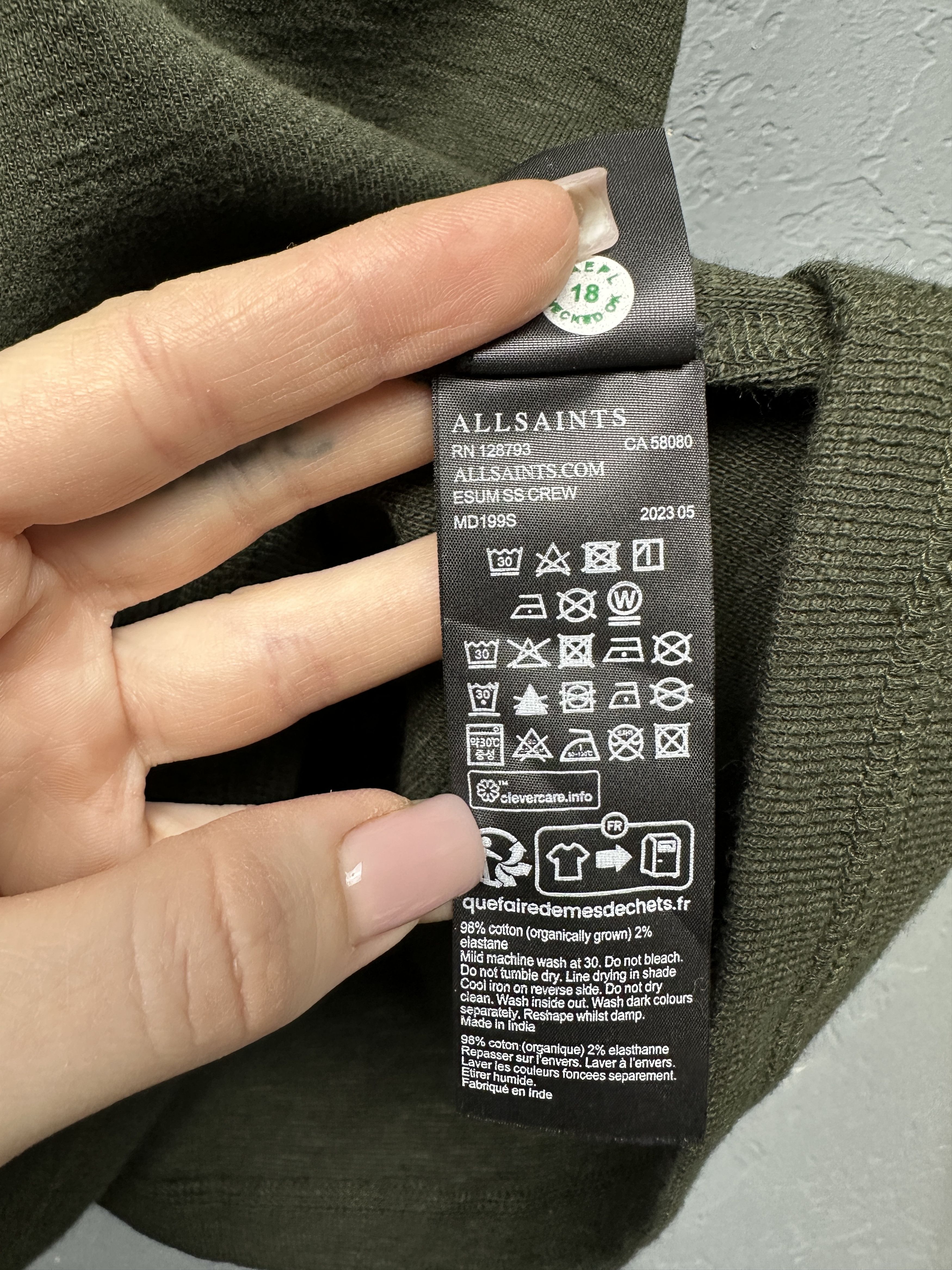 Allsaints AllSaints Esum SS Crew Neck Heavy Cotton T-Shirt Size US XL / EU 56 / 4 - 6 Thumbnail