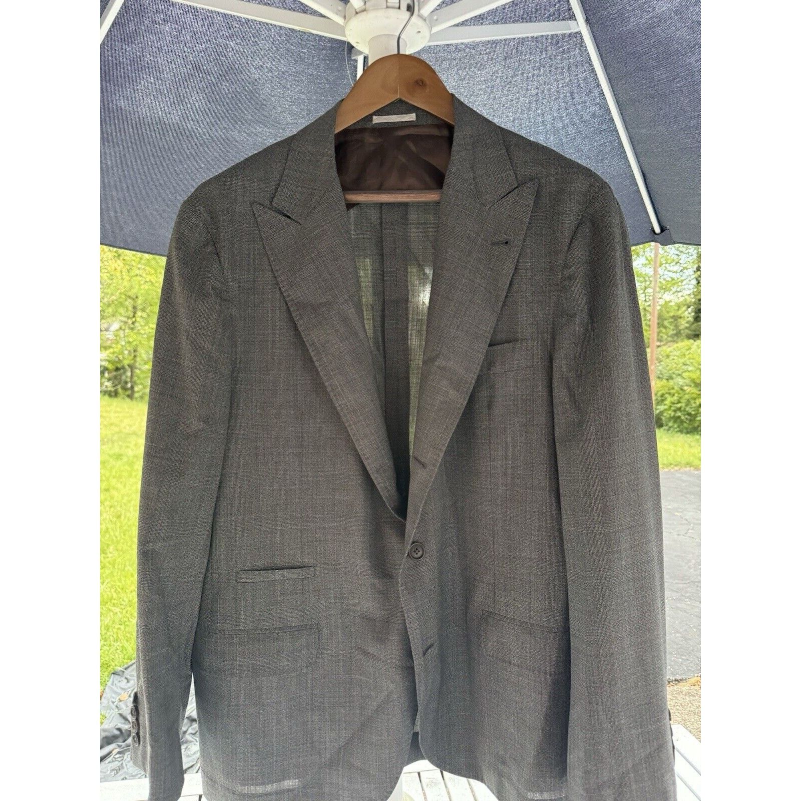 Brunello Cucinelli Brunello Cucinelli Blazer Jacket Peak Lapel Plaid Wool 54/44 Size 44R - 1 Thumbnail