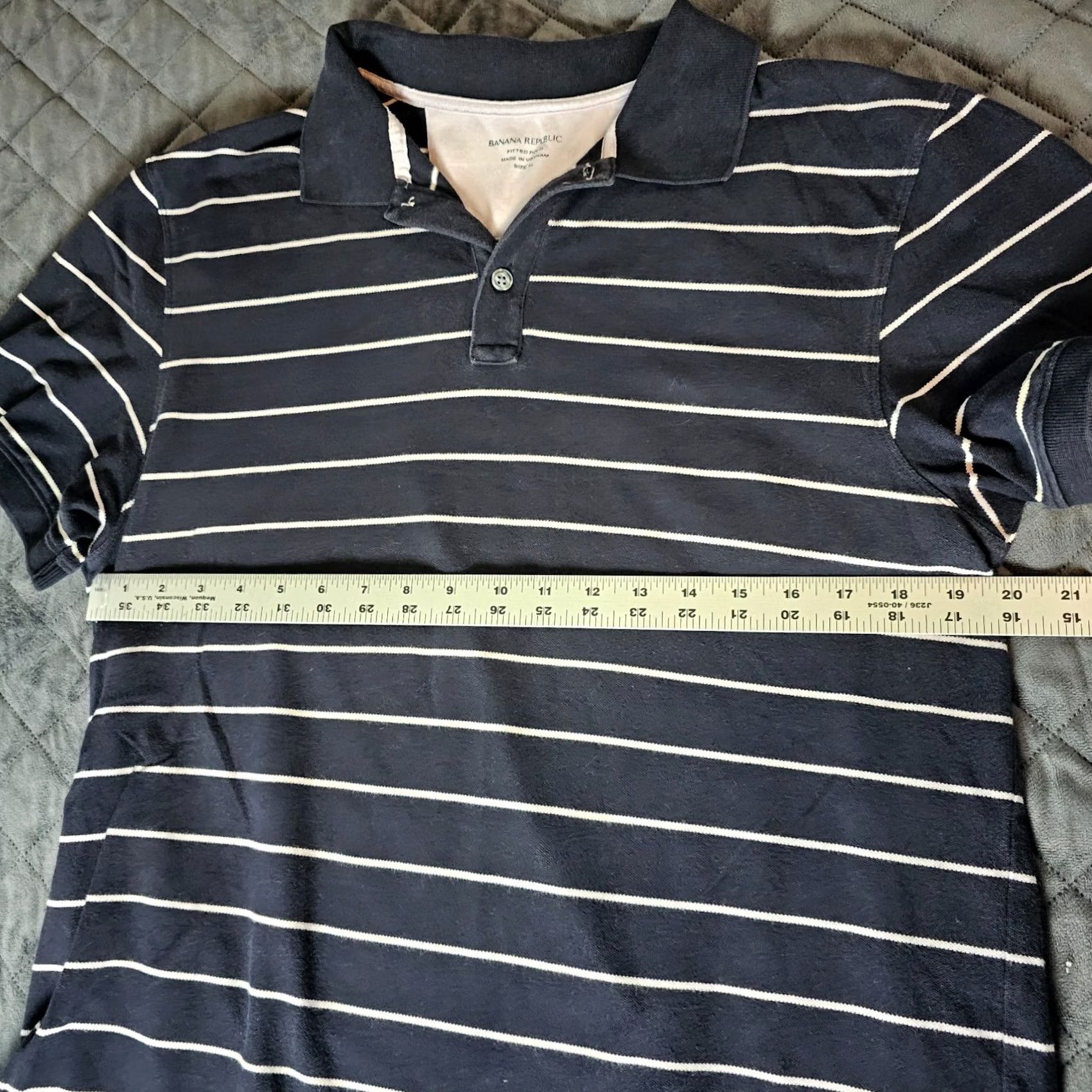Banana Republic Banana Republic Polo Shirt Mens XL Navy Blue Stripe Short Sleeve Button Knit 100% Cotton Logo Classic Regular Department Men Type Polo Size US XL / EU 56 / 4 - 4 Thumbnail