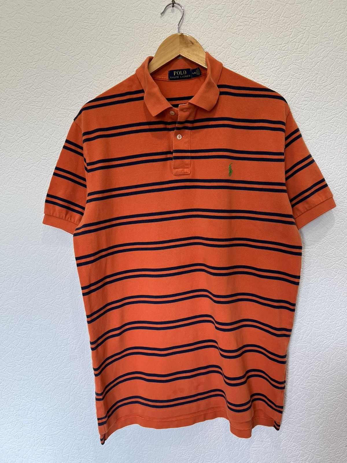 Vintage Vintage Polo Ralph Lauren Striped Orange Polo Shirt Tee Size US L / EU 52-54 / 3 - 1 Thumbnail