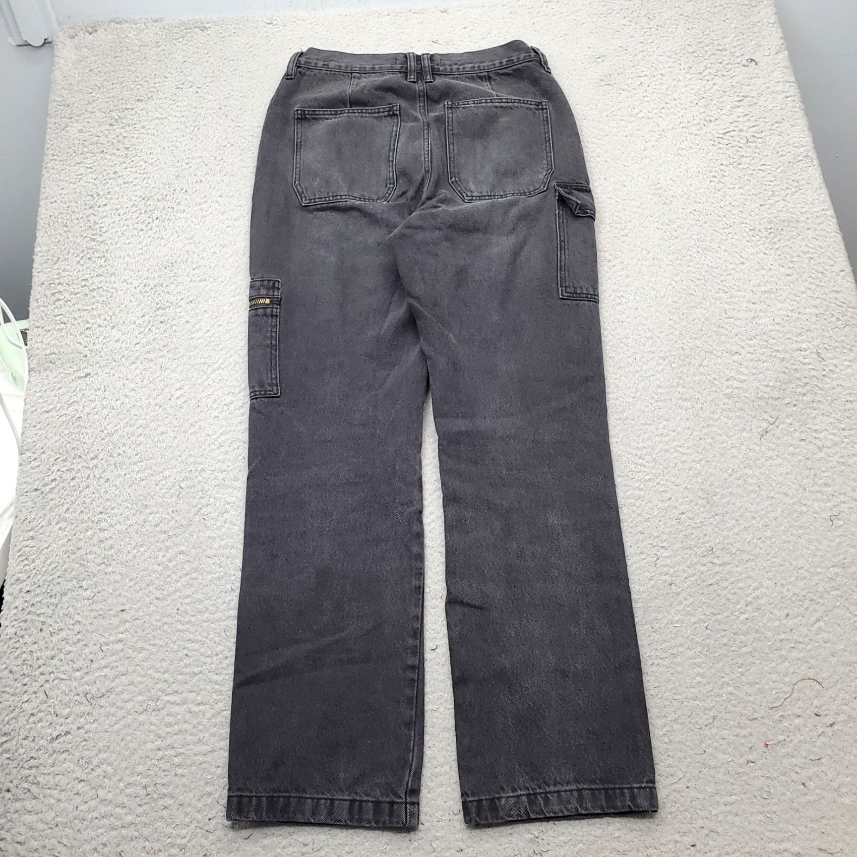 Vintage Kancan Womens 5/26 Black Denim Cargo Jeans Zip Pocket Button Fly Streetwear Boho Jeans 5 Womens Size 5 Size 27" / US 4 / IT 40 - 2 Thumbnail