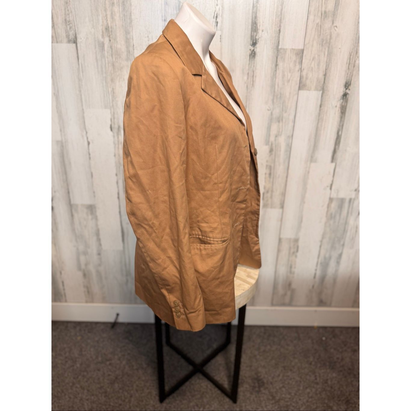Other Casual Corner Women’s Longline Blazer Tan Size 10 – 100% Cotton Shell Size M / US 6-8 / IT 42-44 - 3 Thumbnail