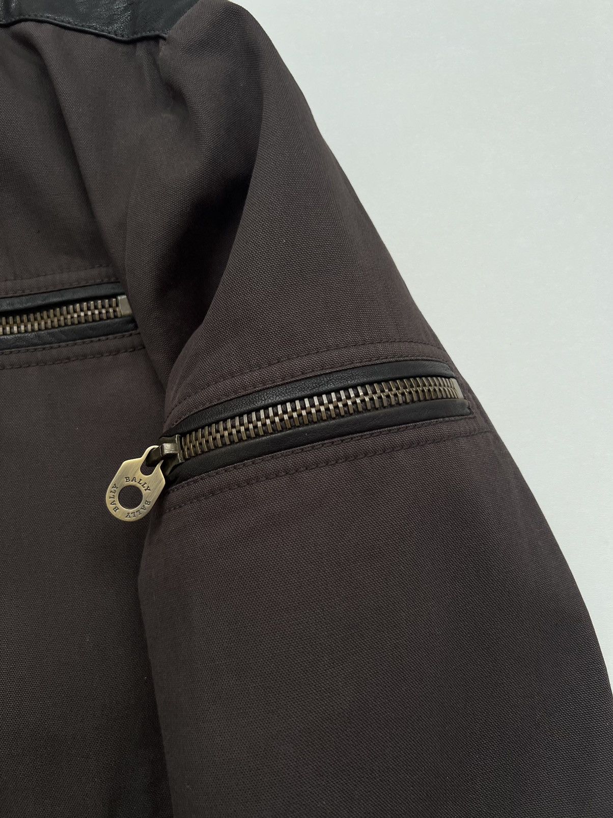 Bally Bally Canvas Leather Trimmed Brown Cargo Bomber Jacket Size US L / EU 52-54 / 3 - 10 Thumbnail
