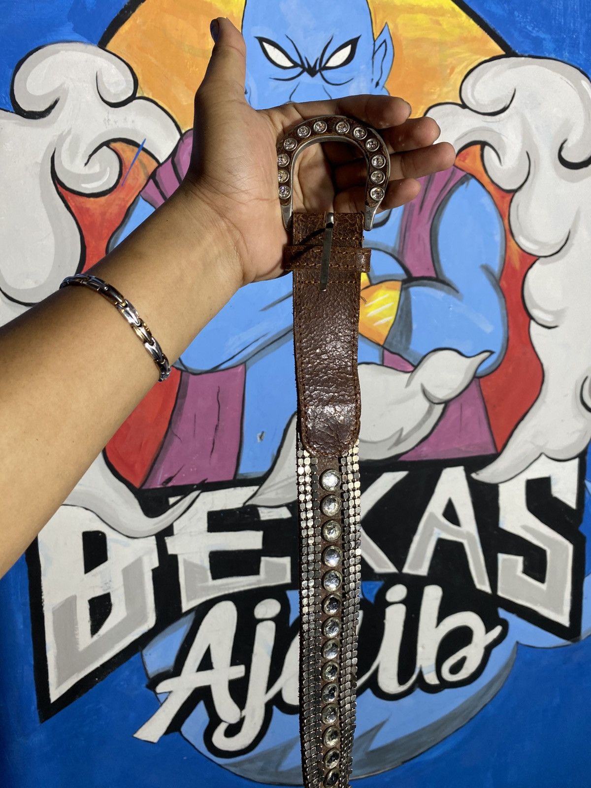 Vintage Vintage belts y2k rhinestone leather Size ONE SIZE - 4 Thumbnail