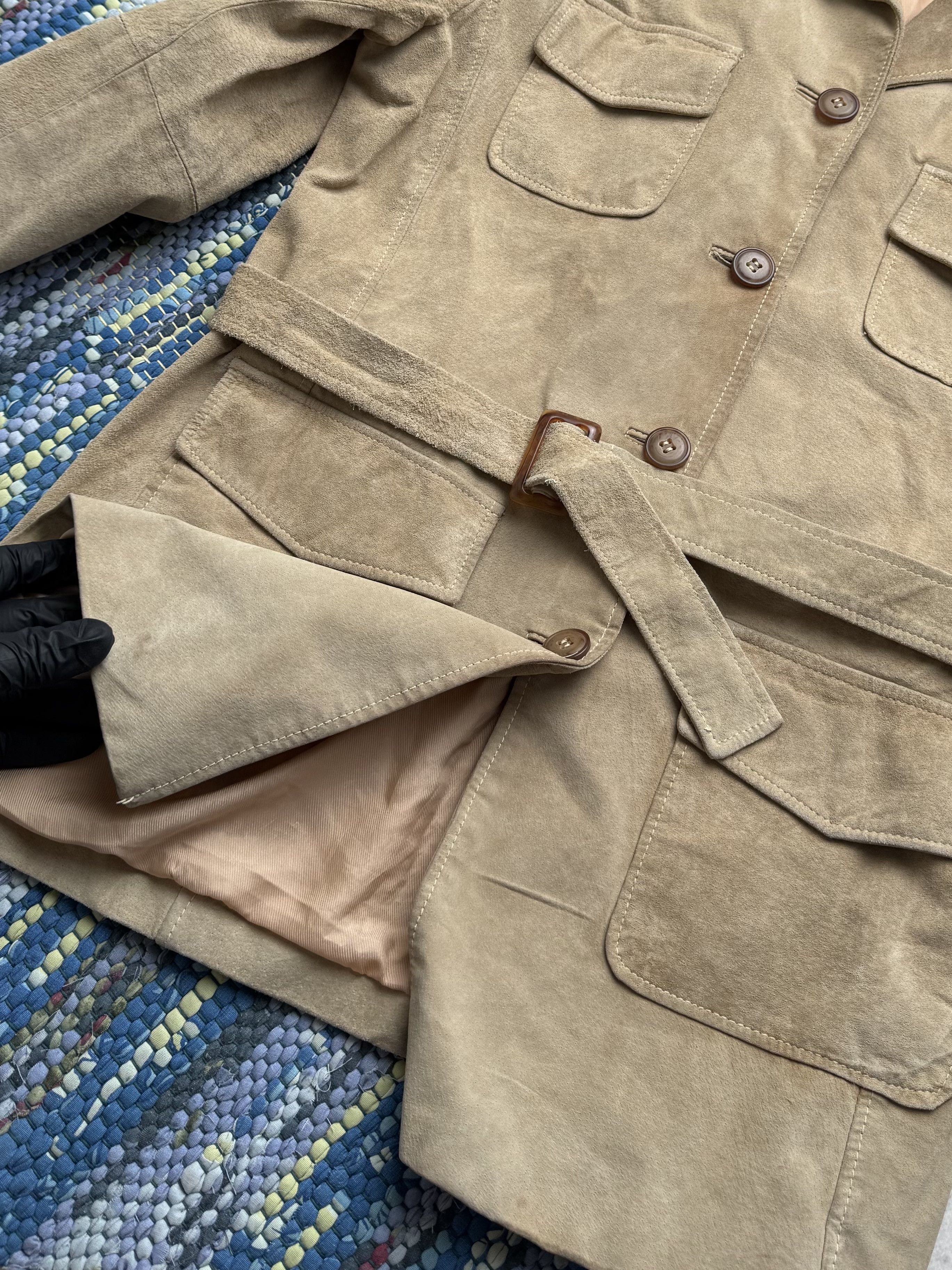Vintage Vintage Real Pig Suede Jacket With Belt A8(V1)D15 Size L / US 10 / IT 46 - 6 Thumbnail