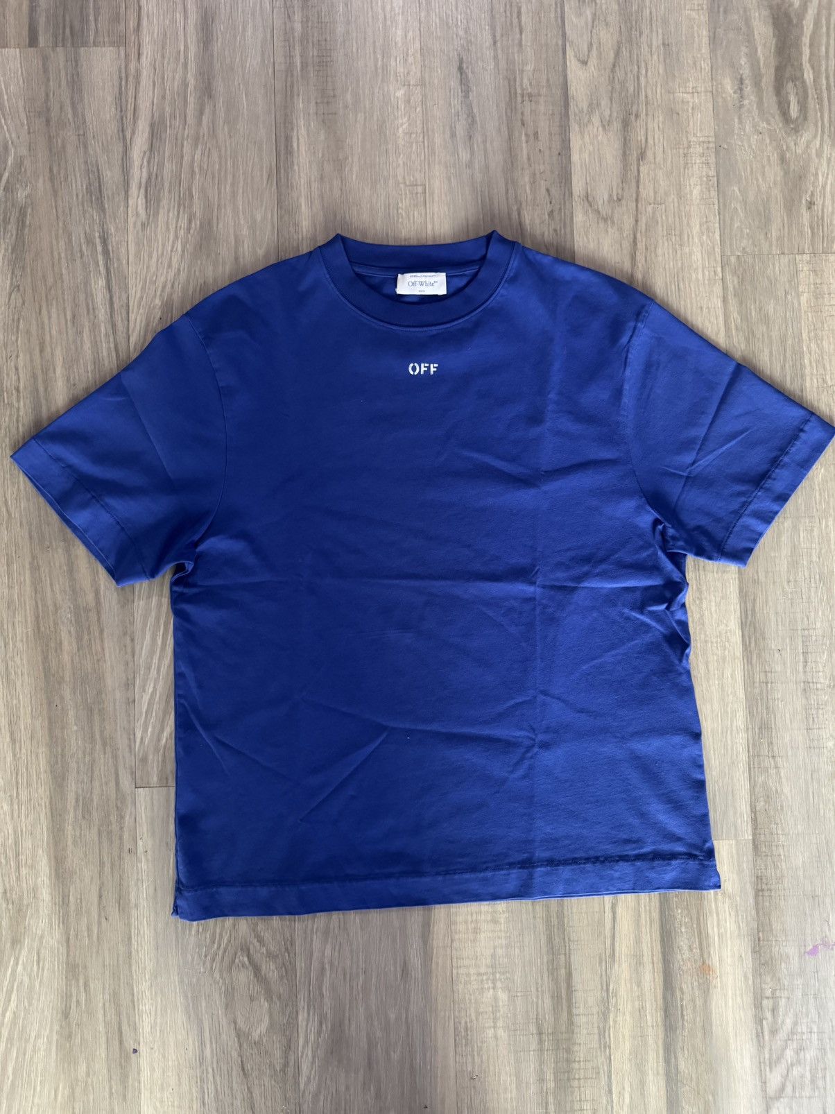 Off-White Off-White Logo Stamp T shirt Blue Size US XXS / EU 40 - 1 Thumbnail