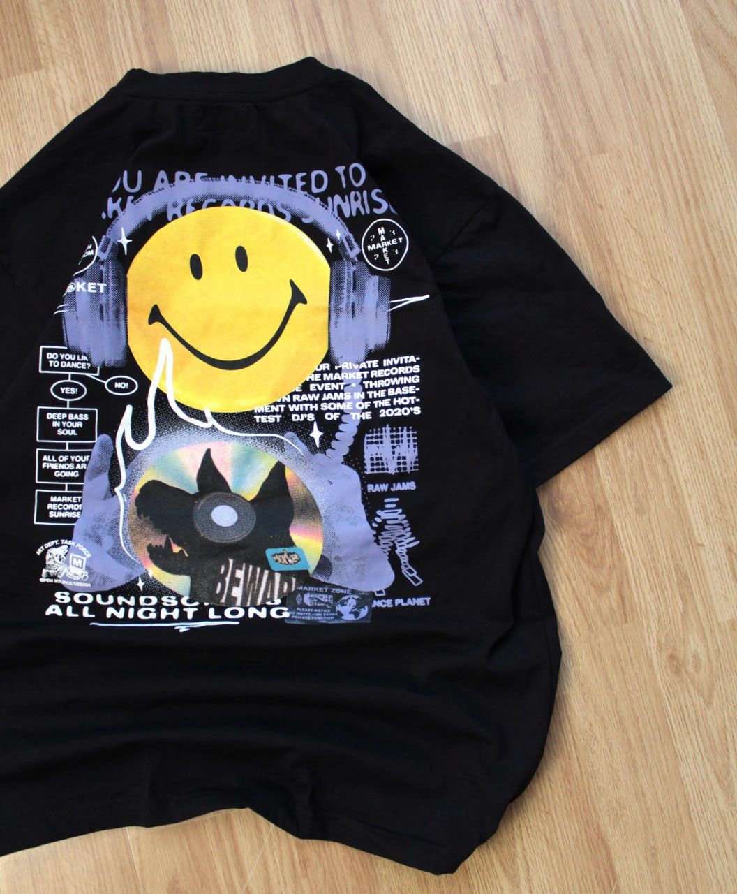 Market 🔥 Market Records x Smiley Graphic Art Afterhours T Shirt Y2K Size US L / EU 52-54 / 3 - 2 Thumbnail